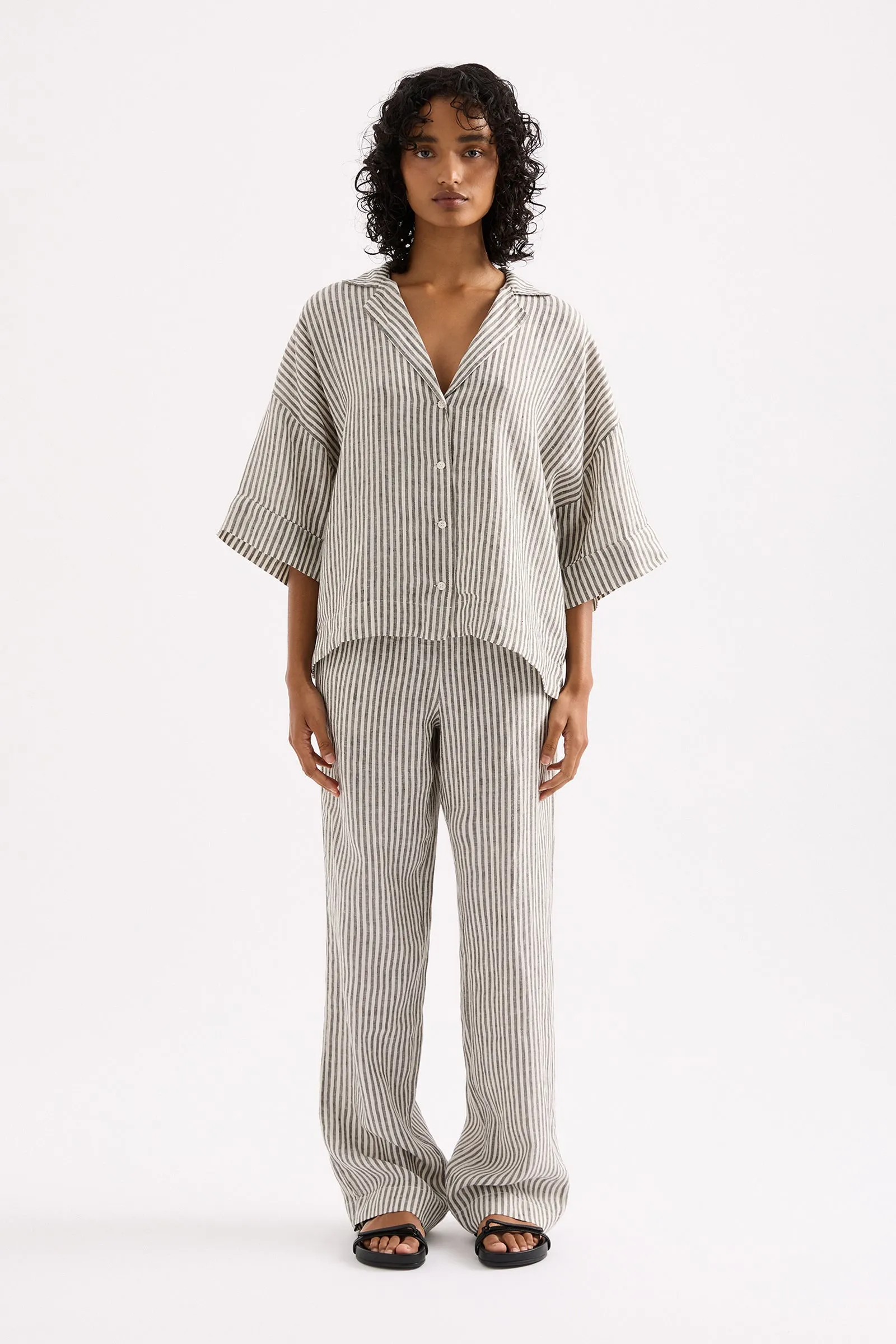 LOUNGE STRIPE LINEN PANT sold by Nude Lucy