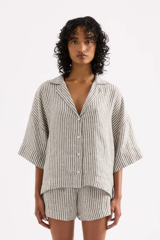 LOUNGE STRIPE LINEN SHIRT sold by Nude Lucy