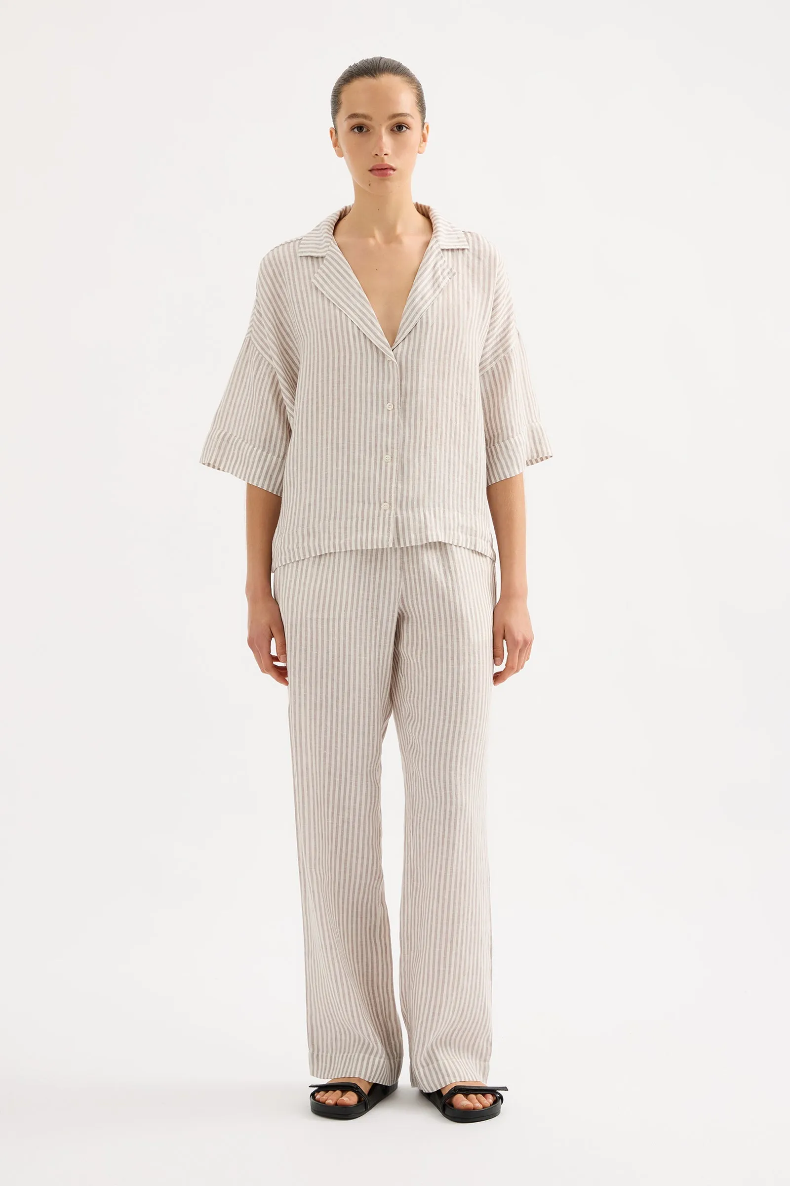 LOUNGE STRIPE LINEN PANT sold by Nude Lucy