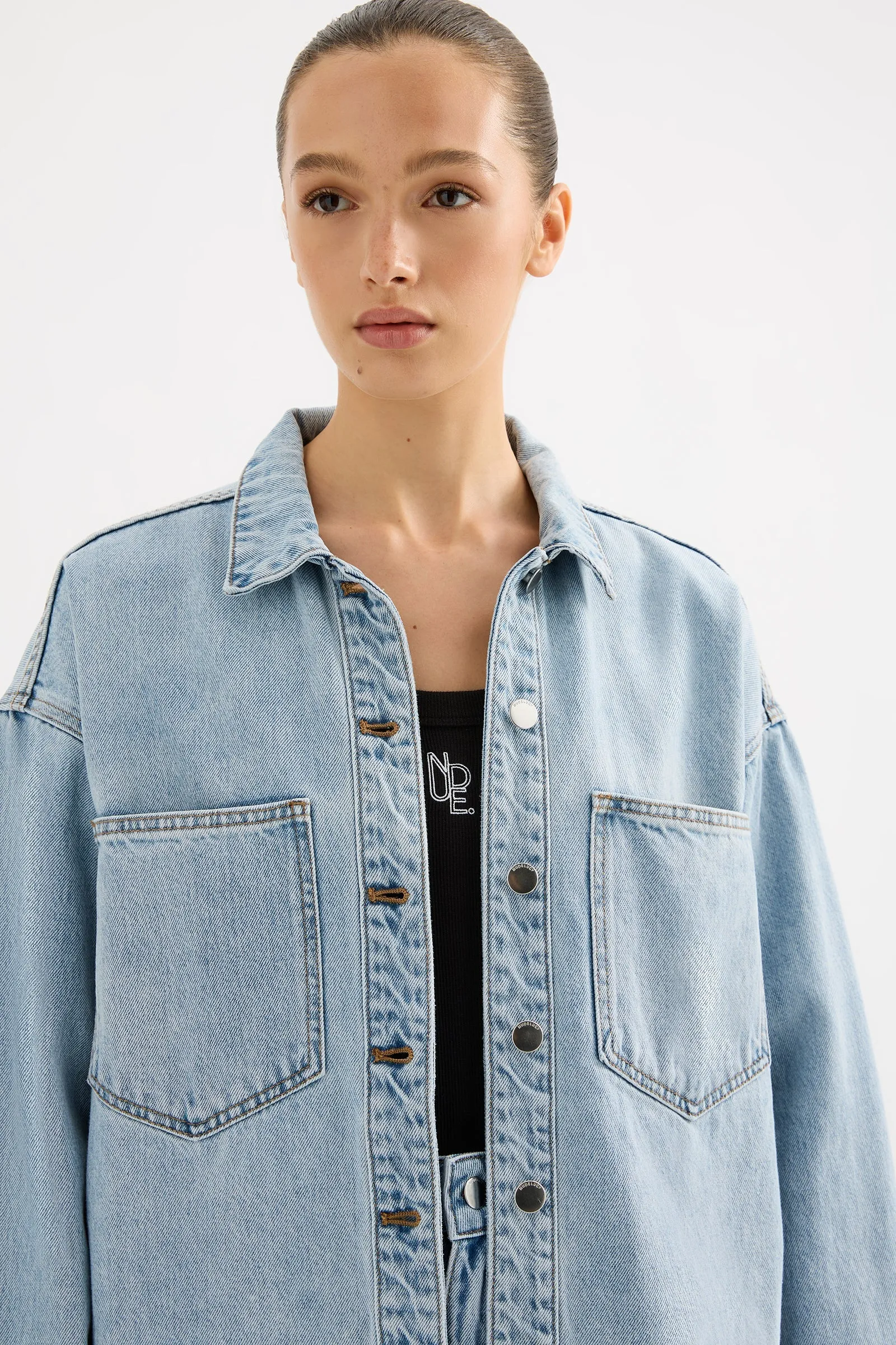 ORGANIC DENIM OVERSHIRT sold by Nude Lucy product image thumbnail 4