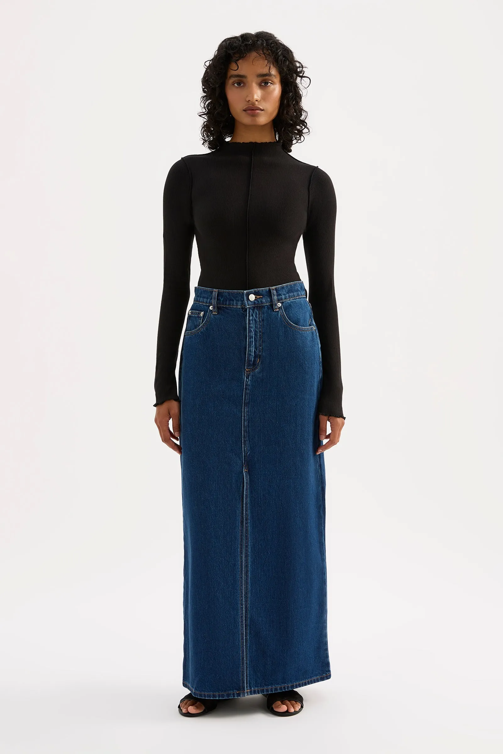 SIA DENIM MAXI SKIRT sold by Nude Lucy