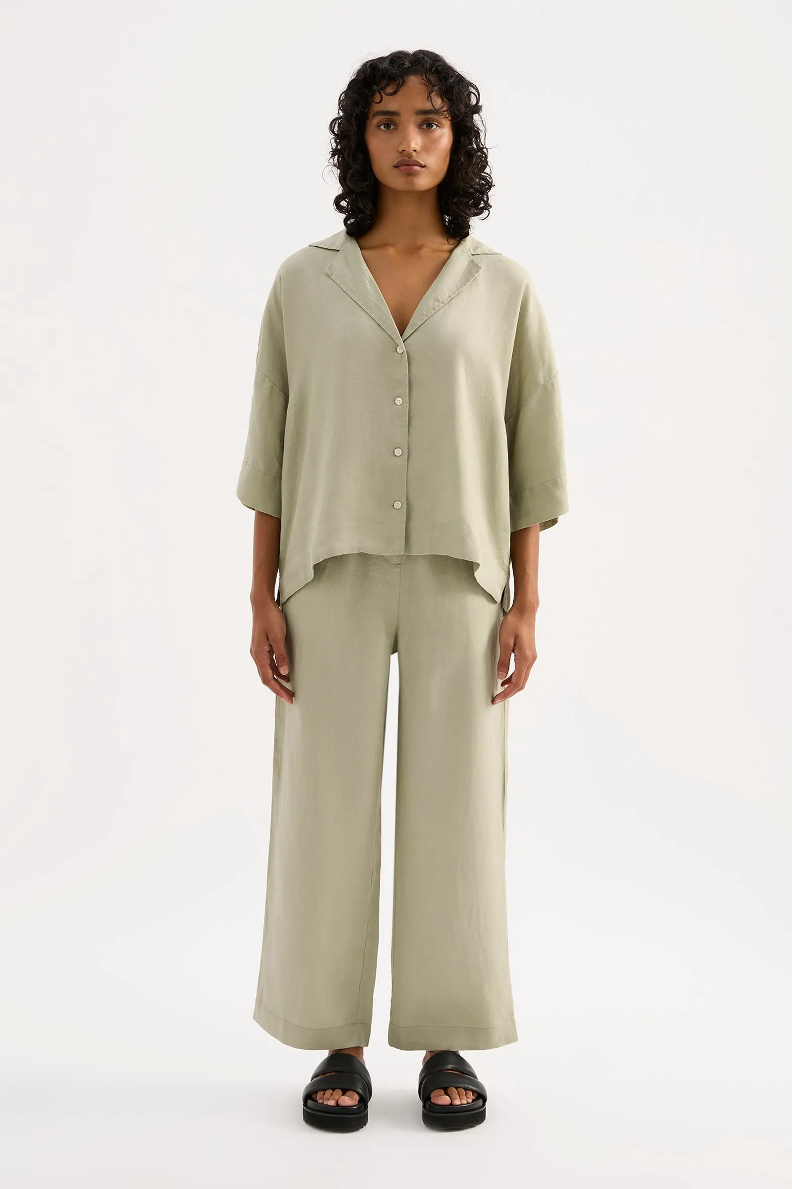 LOUNGE LINEN CROP PANT sold by Nude Lucy