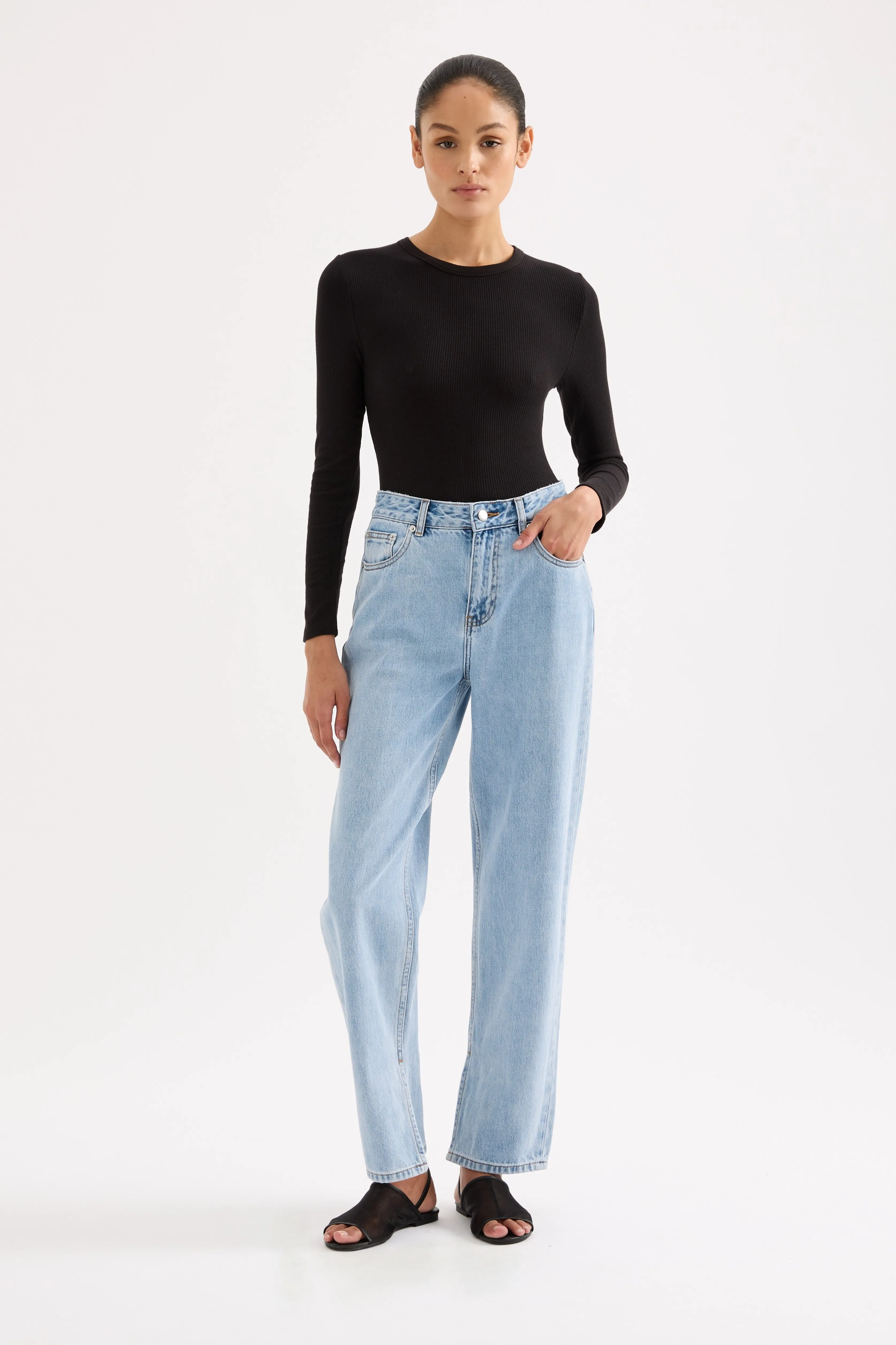 ORGANIC SPLIT HEM JEAN sold by Nude Lucy