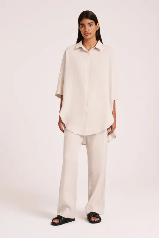 LOUNGE LINEN LONGLINE SHIRT sold by Nude Lucy