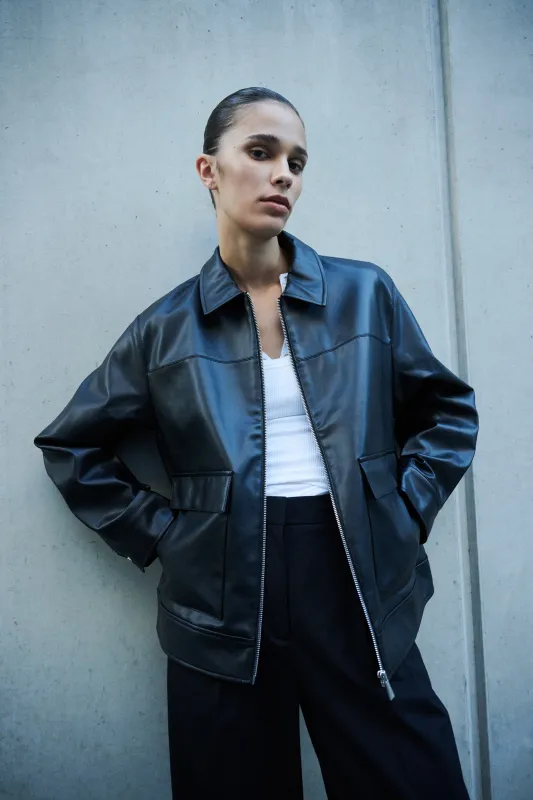 YAZ FAUX LEATHER JACKET sold by Nude Lucy