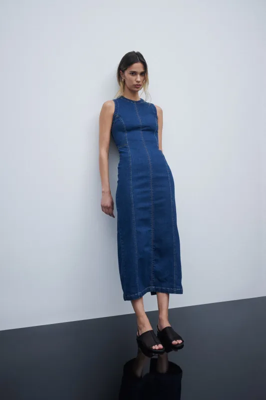 IDA DENIM MAXI DRESS sold by Nude Lucy