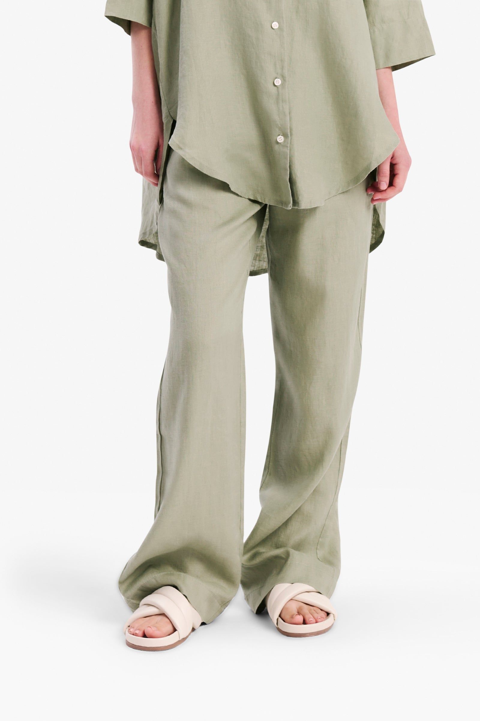 LOUNGE LINEN LONGLINE SHIRT & PANT SET sold by Nude Lucy product image thumbnail 5