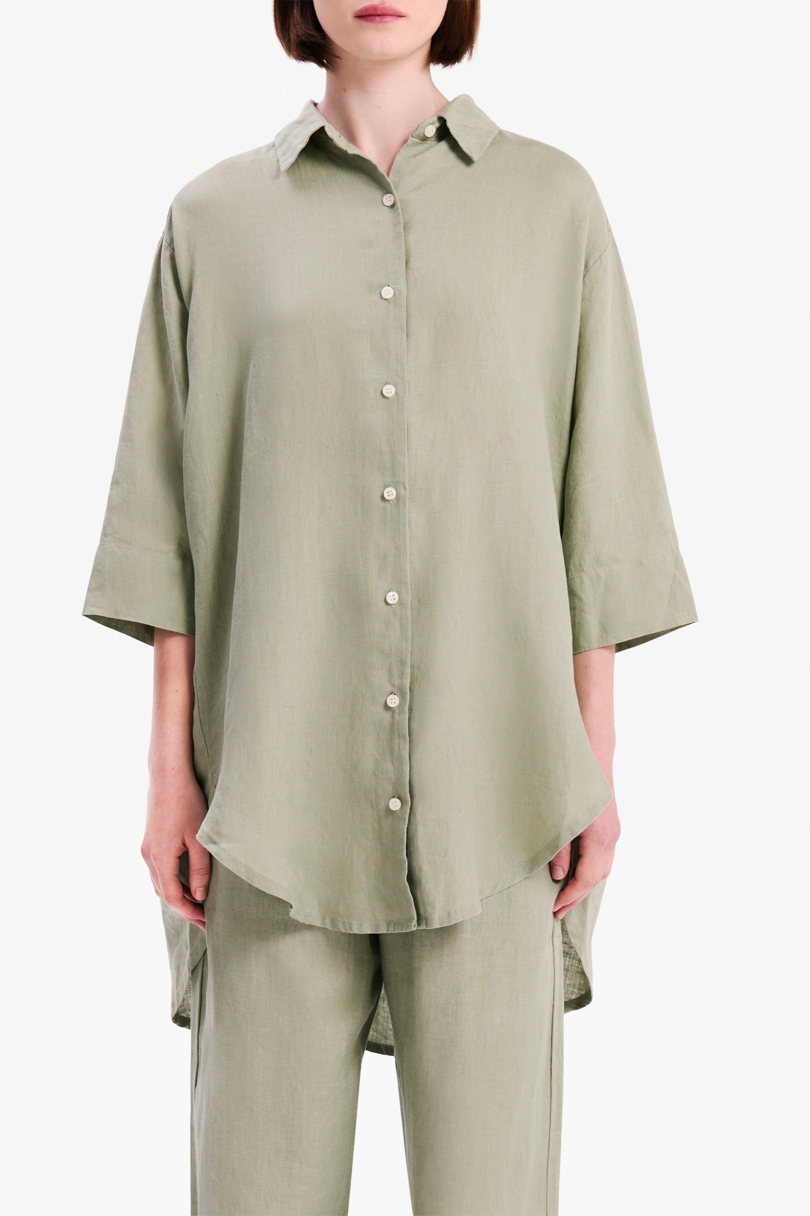 LOUNGE LINEN LONGLINE SHIRT & PANT SET sold by Nude Lucy product image thumbnail 2