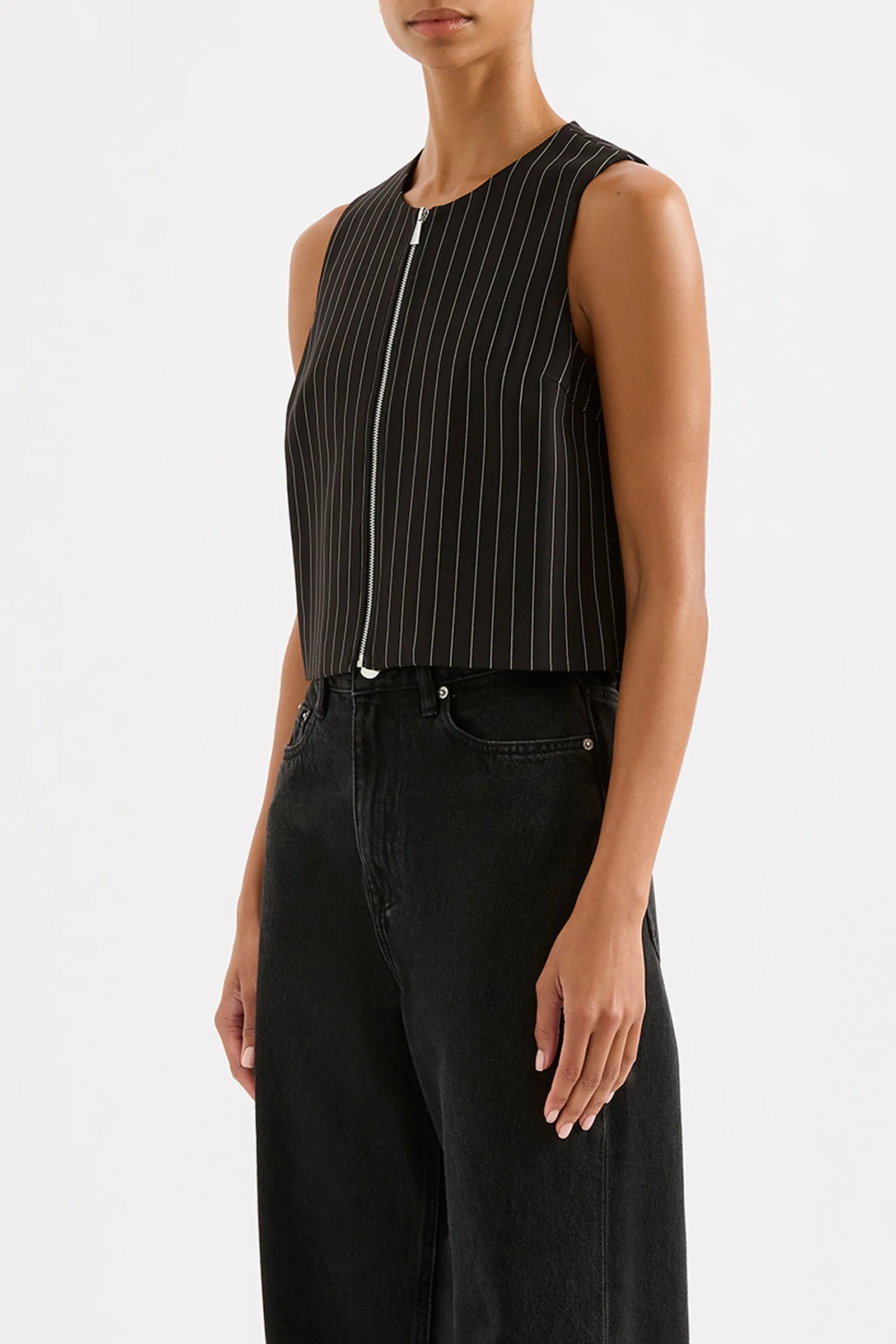 MAEVE PINSTRIPE VEST sold by Nude Lucy product image thumbnail 3