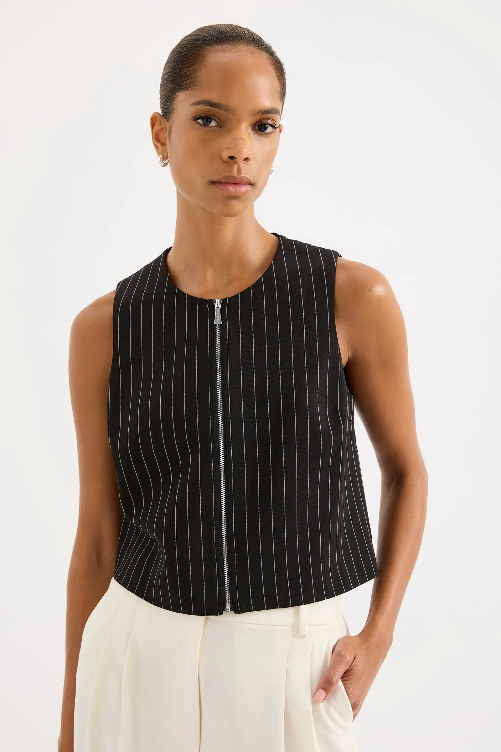 MAEVE PINSTRIPE VEST sold by Nude Lucy product image thumbnail 5