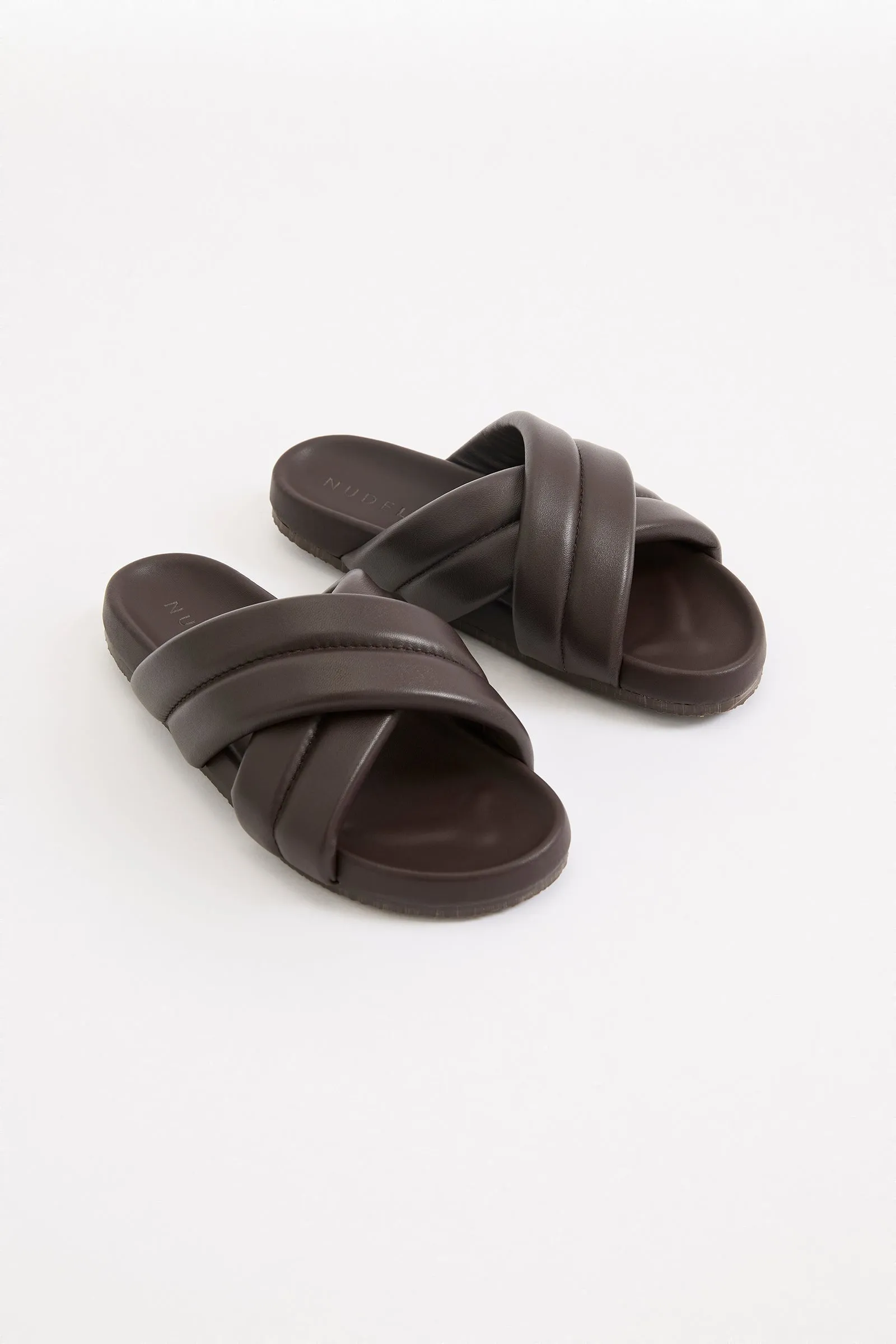 CROSSOVER LEATHER SLIDE sold by Nude Lucy