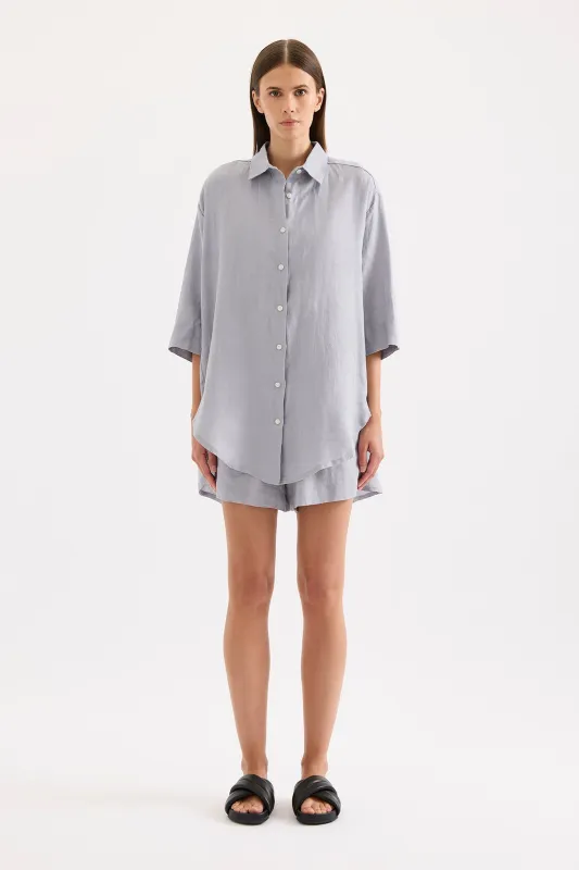 LOUNGE LINEN LONGLINE SHIRT sold by Nude Lucy