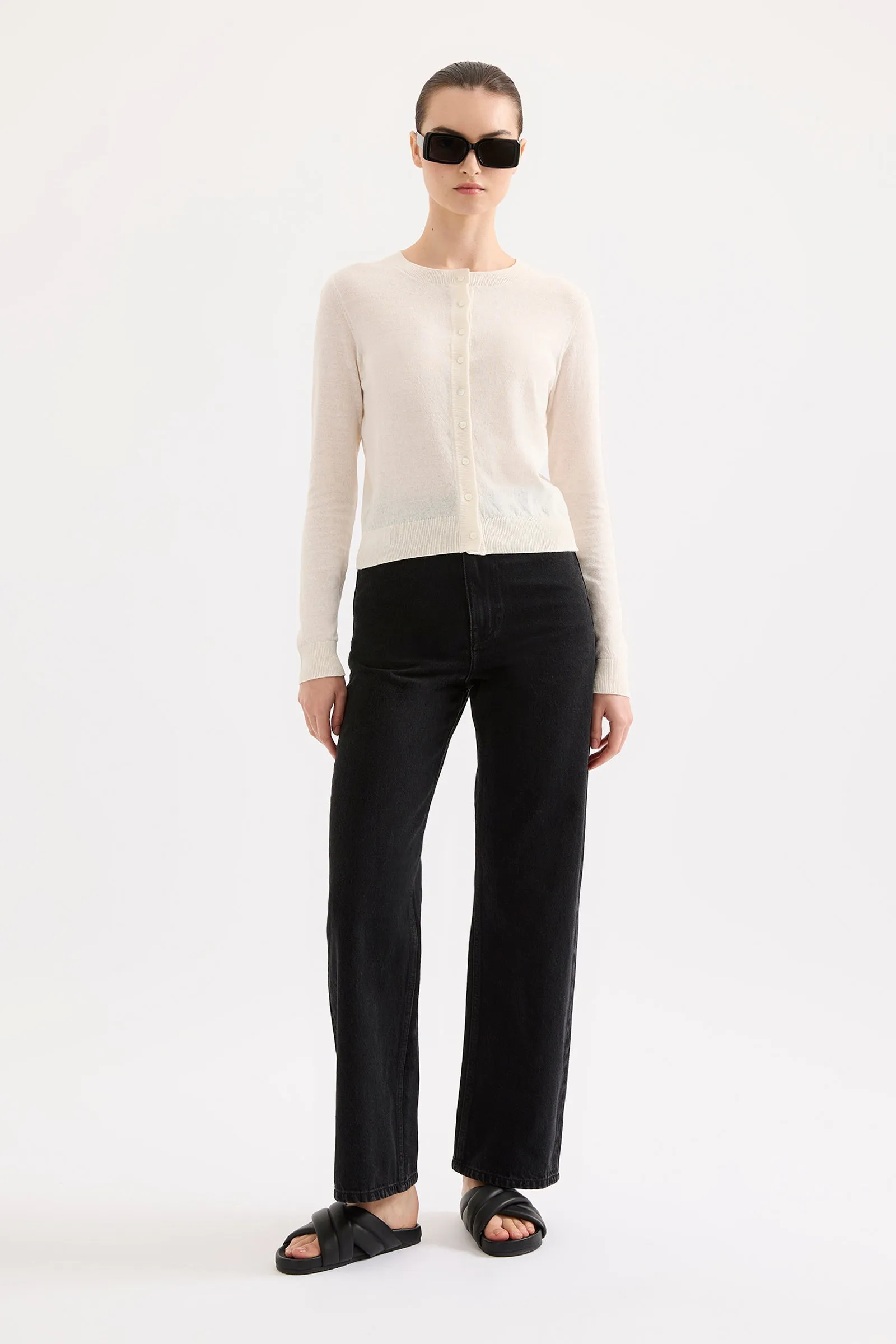 LOUIE LINEN BLEND CARDIGAN sold by Nude Lucy