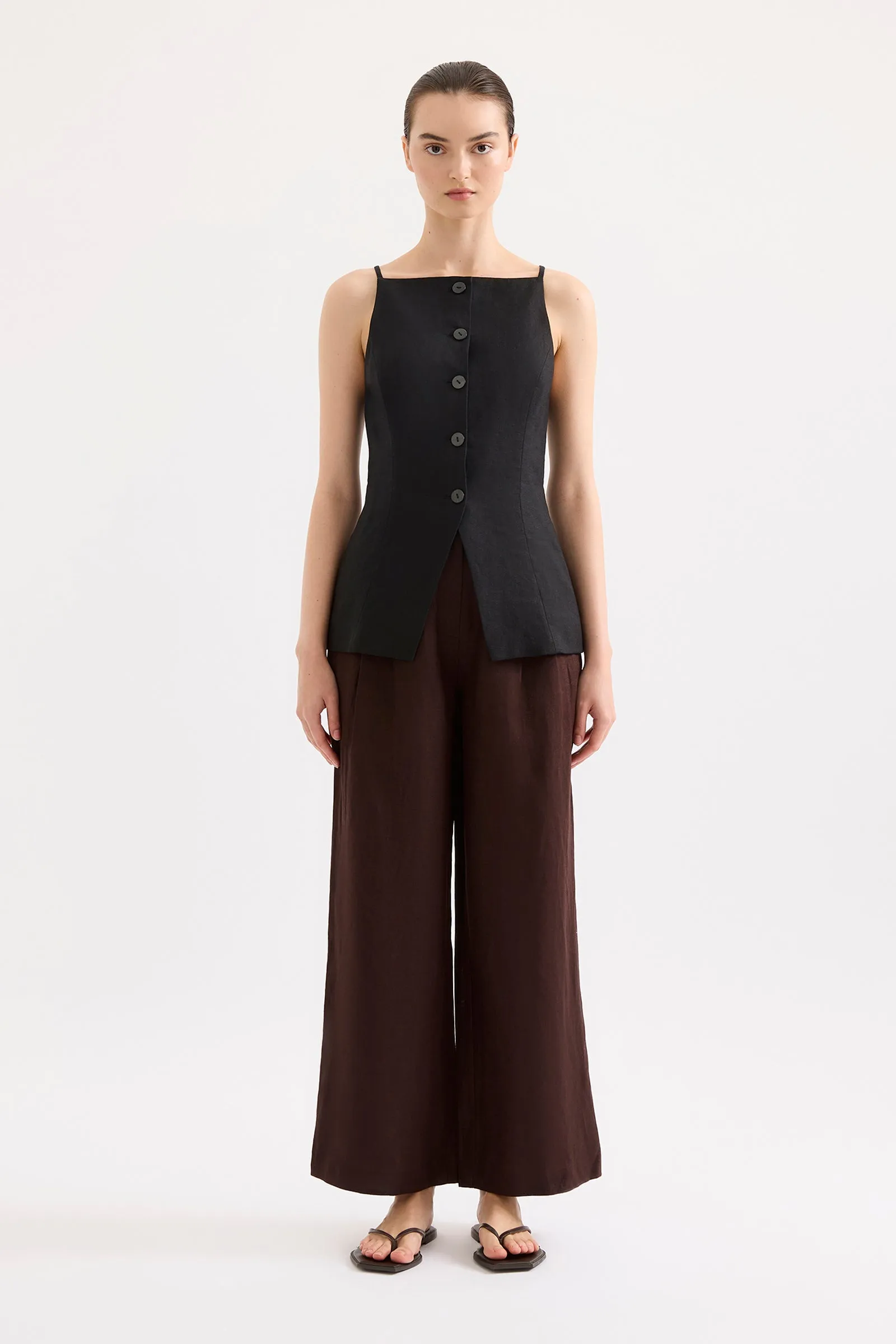 LAWRENCE LINEN VEST sold by Nude Lucy