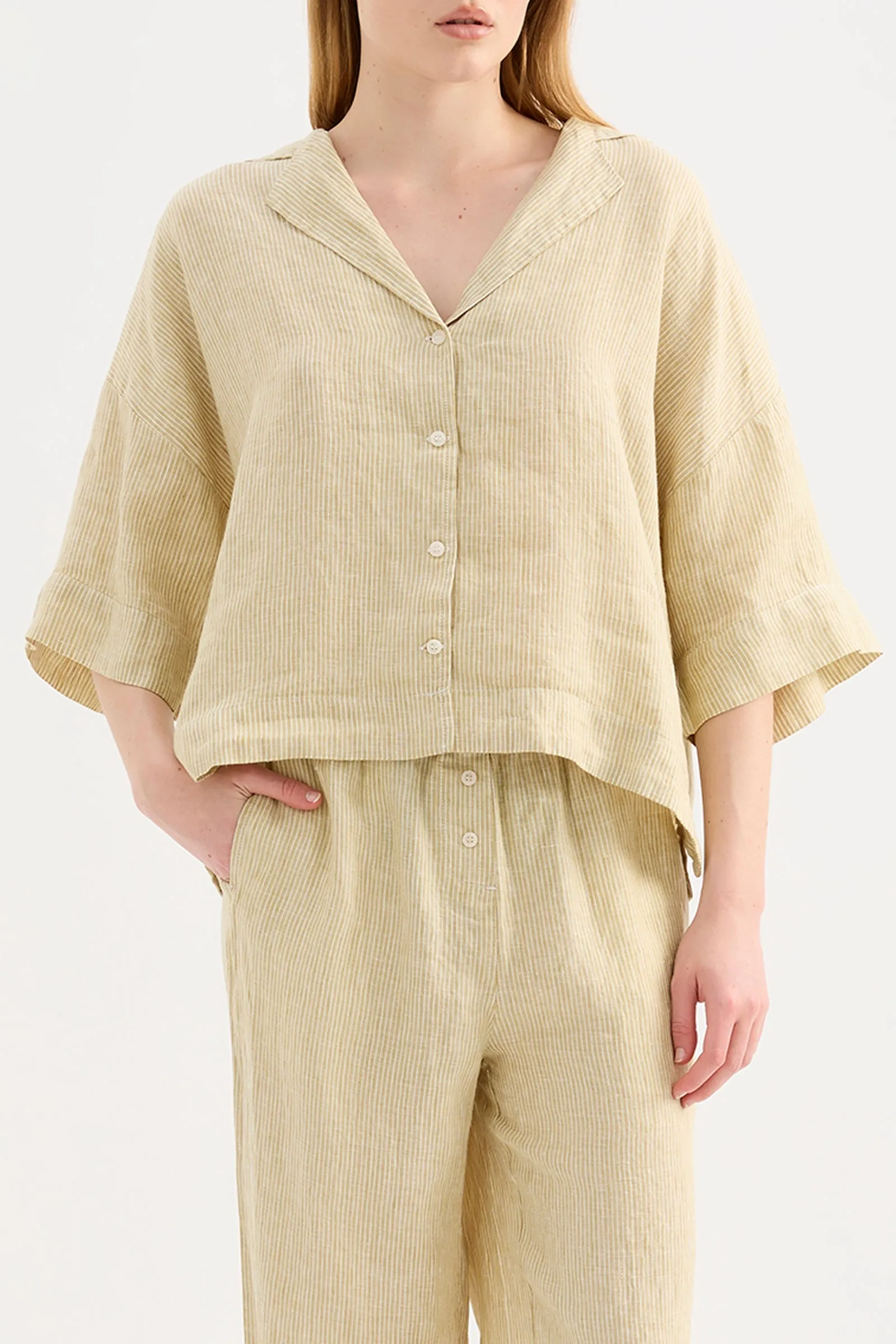 LOUNGE STRIPE LINEN SHIRT sold by Nude Lucy product image thumbnail 2