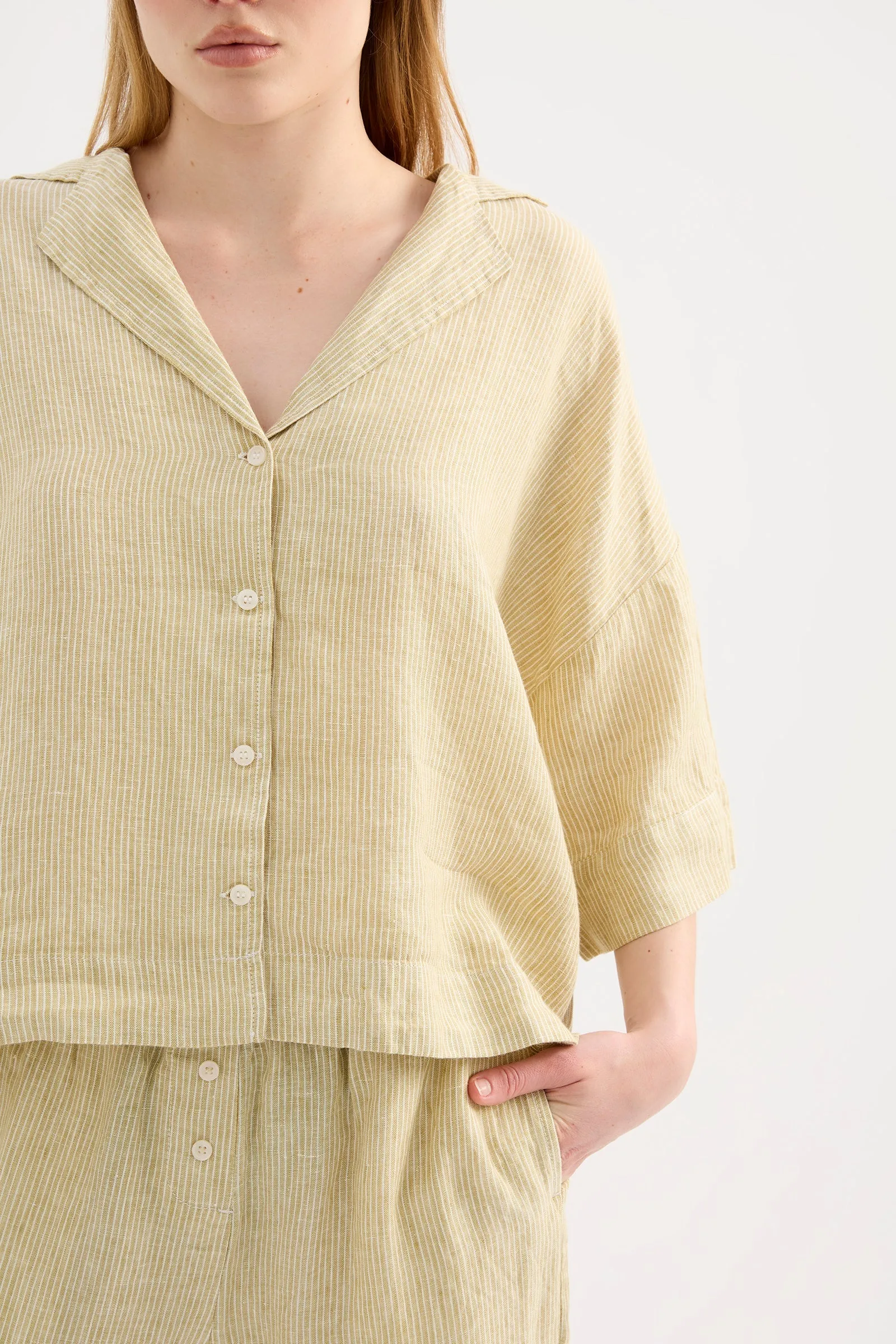 LOUNGE STRIPE LINEN SHIRT sold by Nude Lucy product image thumbnail 5