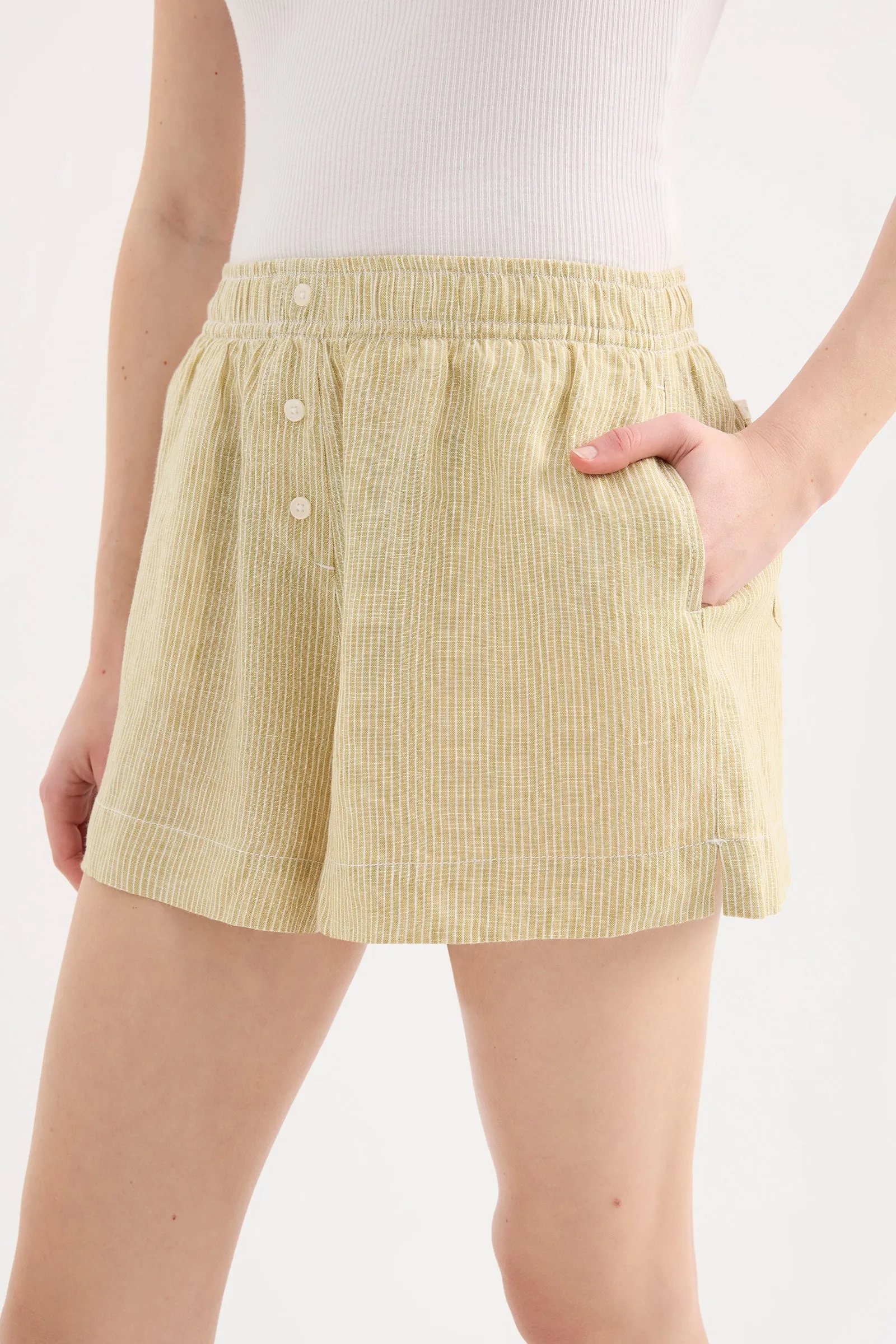 LOUNGE STRIPE LINEN SHORT sold by Nude Lucy product image thumbnail 5
