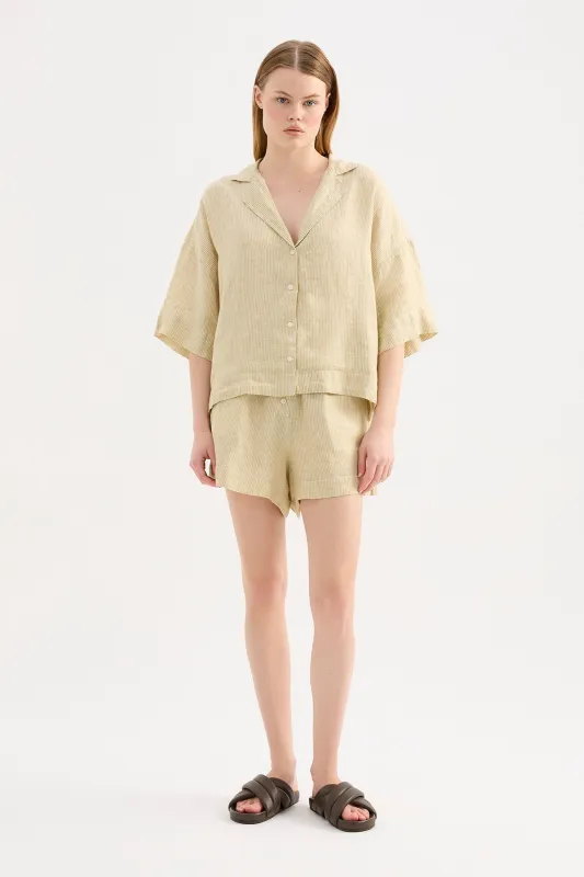 LOUNGE STRIPE LINEN SHORT sold by Nude Lucy