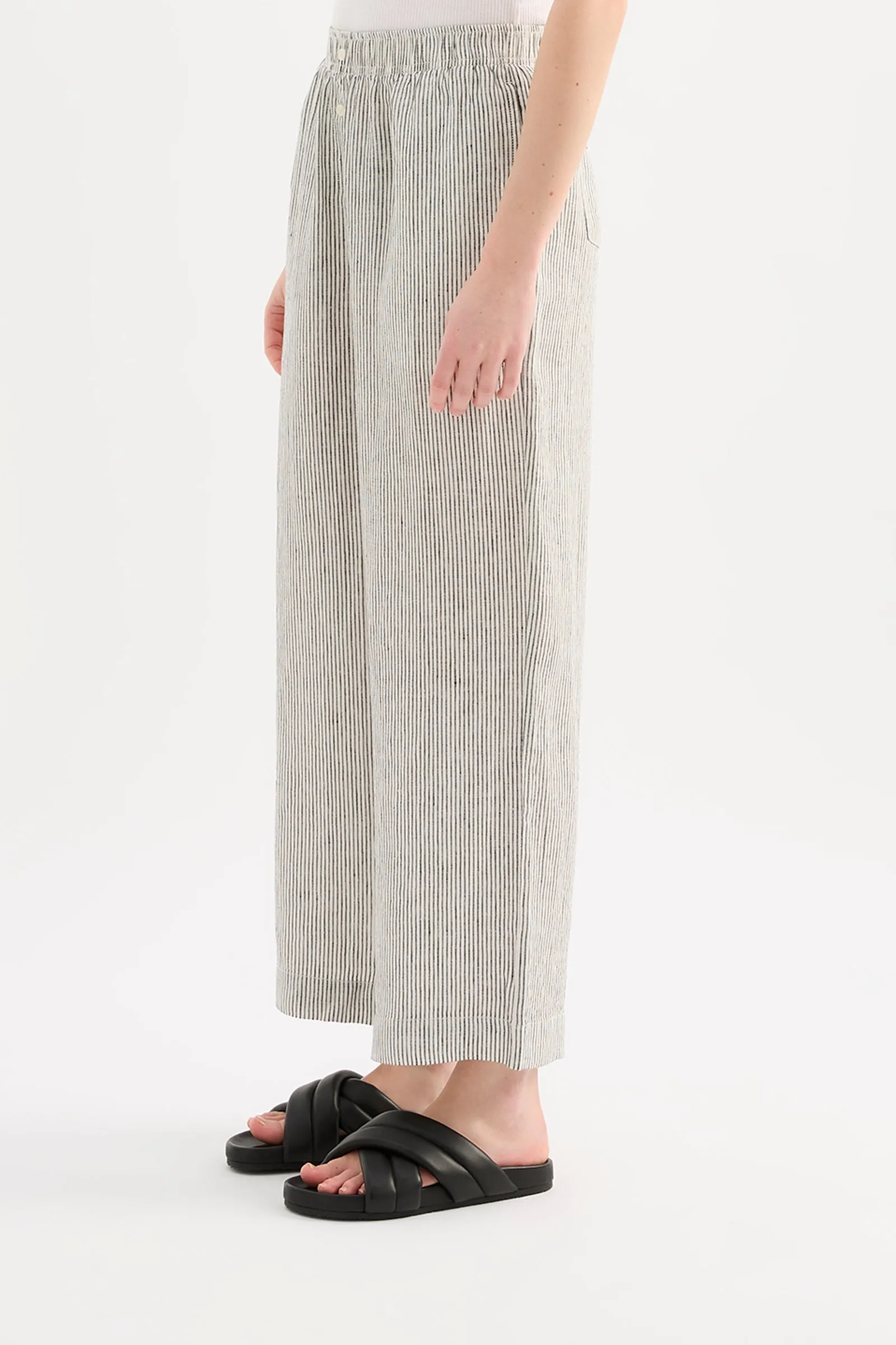LOUNGE STRIPE LINEN CROP PANT sold by Nude Lucy product image thumbnail 3