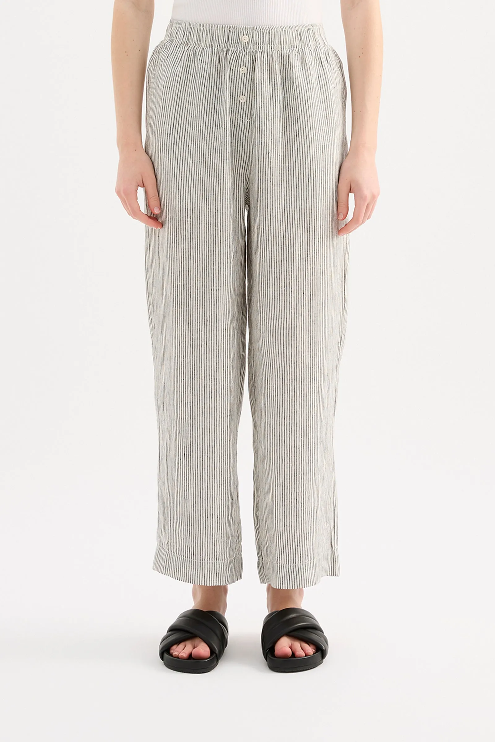LOUNGE STRIPE LINEN CROP PANT sold by Nude Lucy product image thumbnail 2