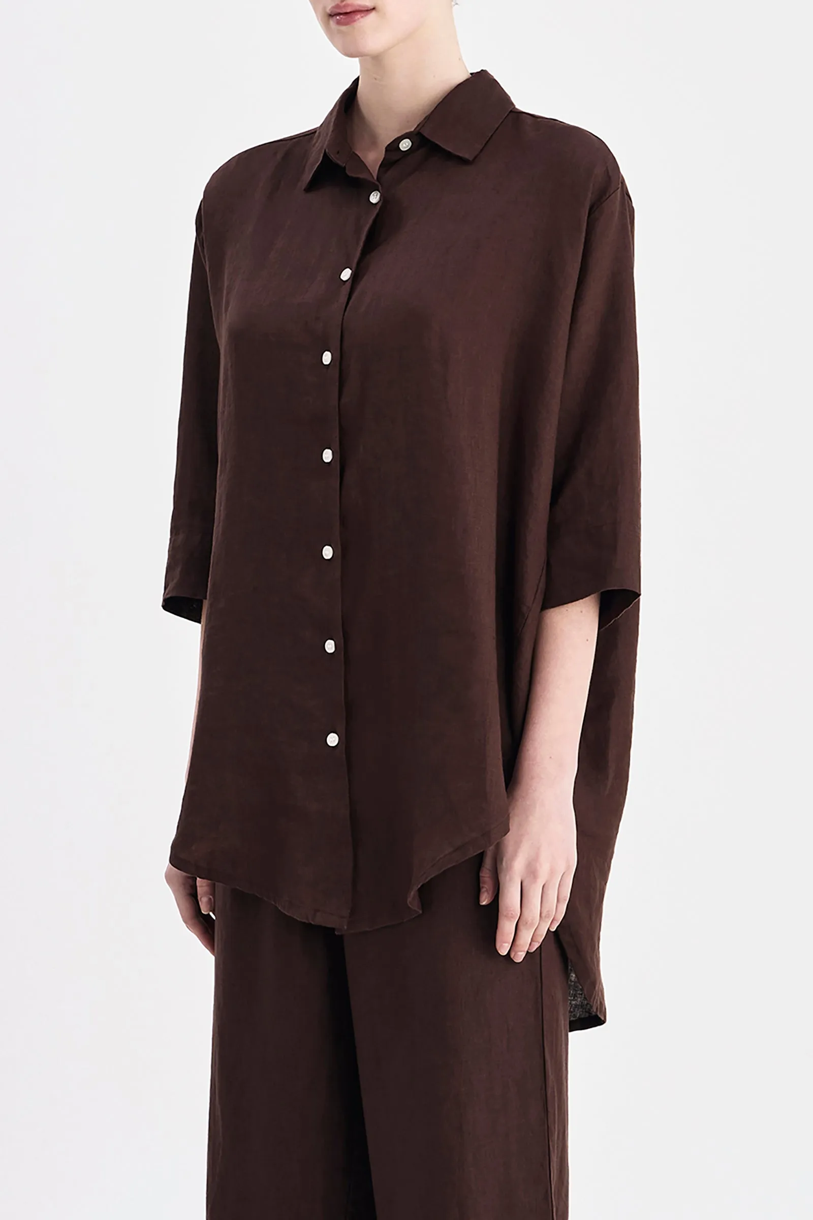 LOUNGE LINEN LONGLINE SHIRT sold by Nude Lucy product image thumbnail 4