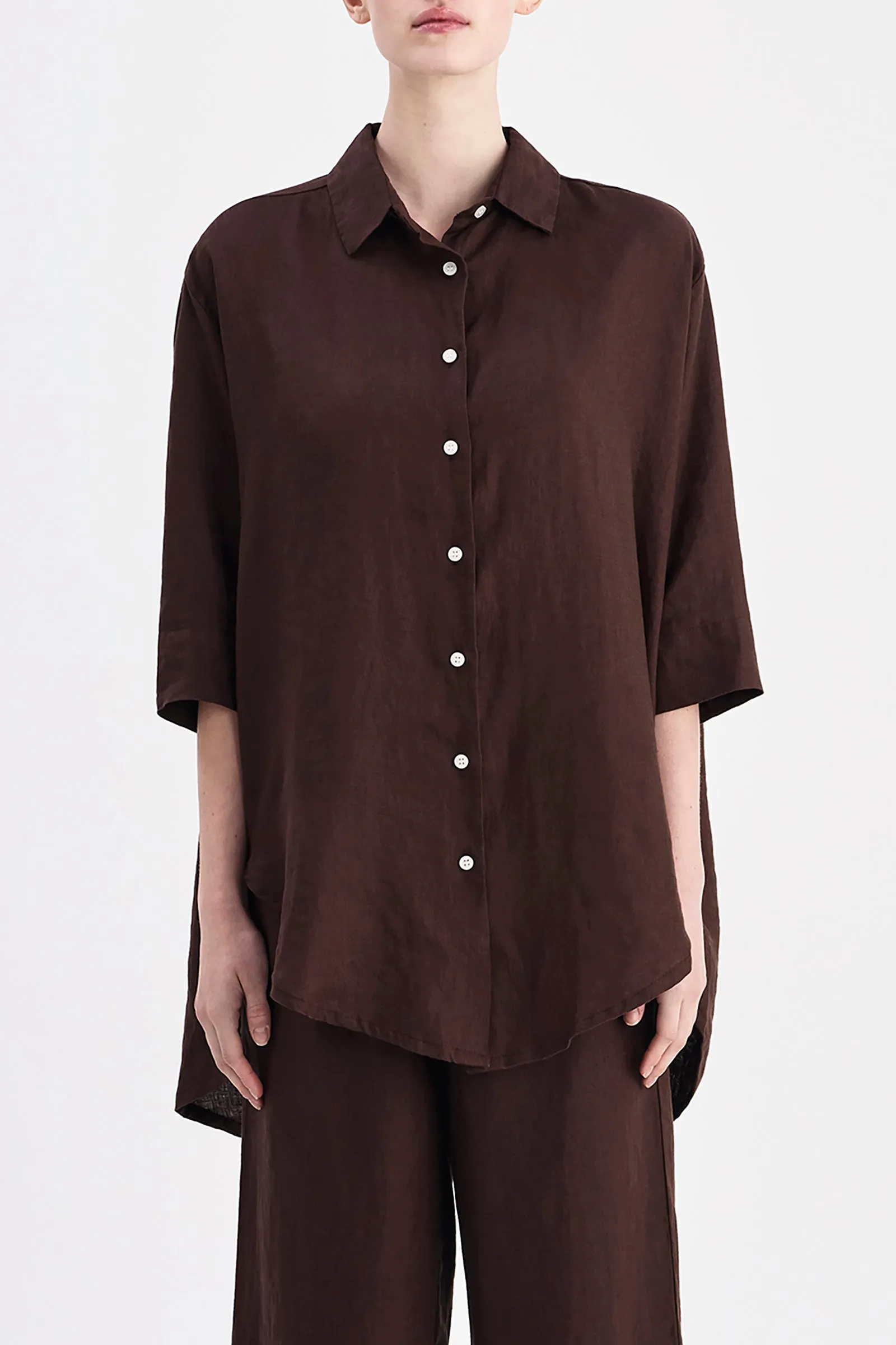 LOUNGE LINEN LONGLINE SHIRT sold by Nude Lucy product image thumbnail 3