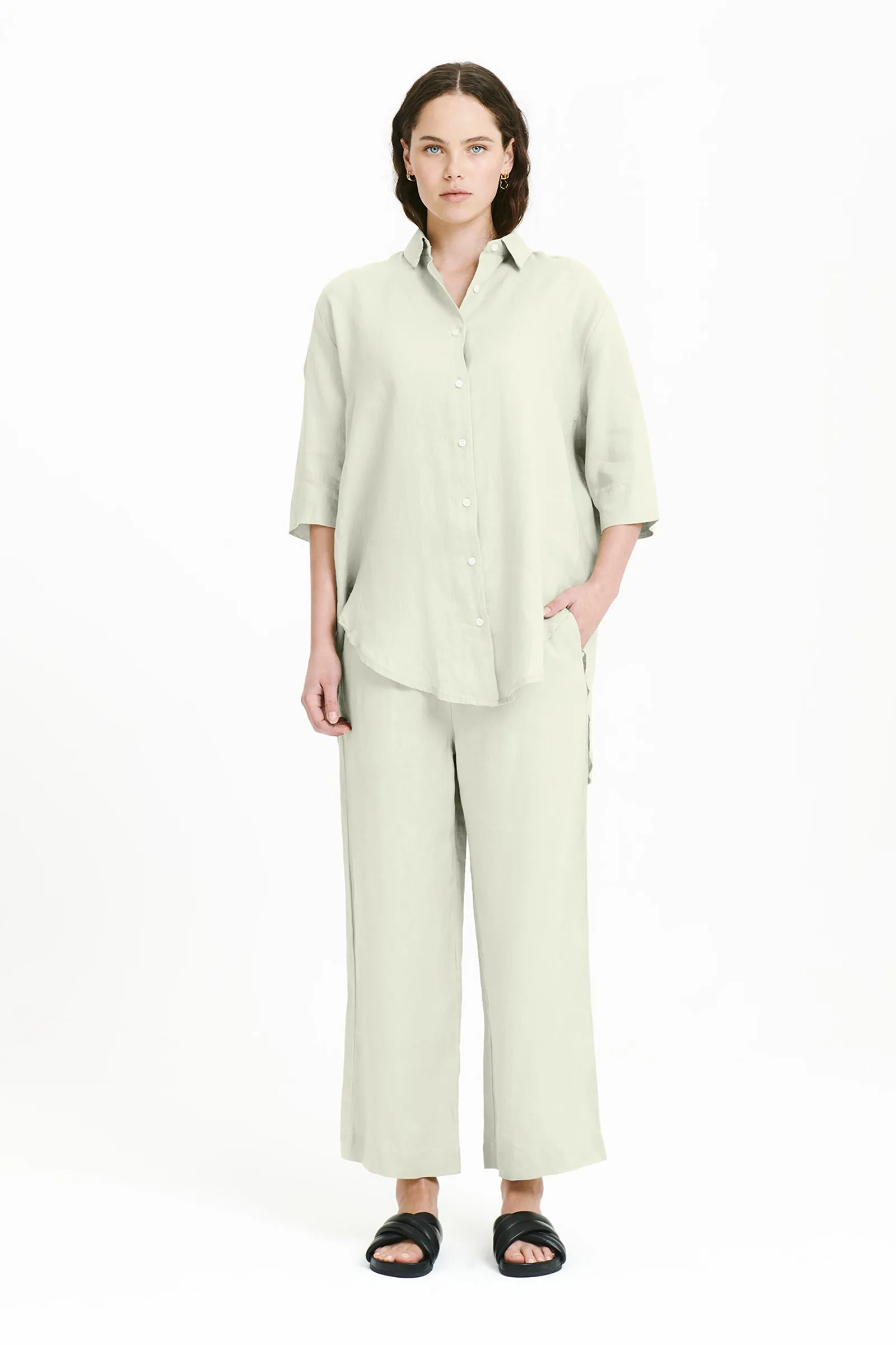 LOUNGE LINEN CROP PANT sold by Nude Lucy