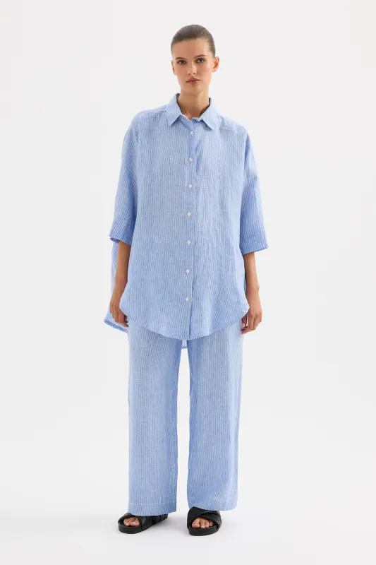 LOUNGE STRIPE CROP LINEN PANT made by Nude Lucy