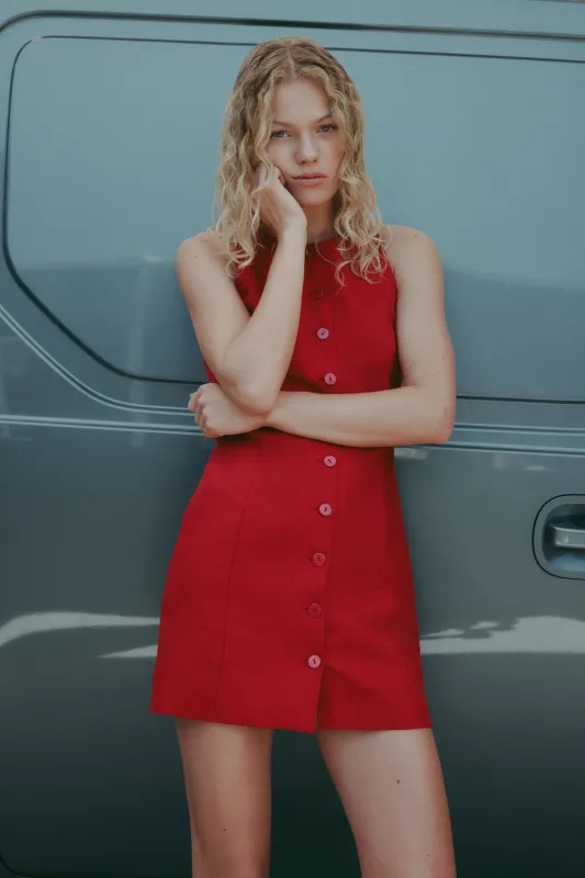 MAZI LINEN MINI DRESS made by Nude Lucy