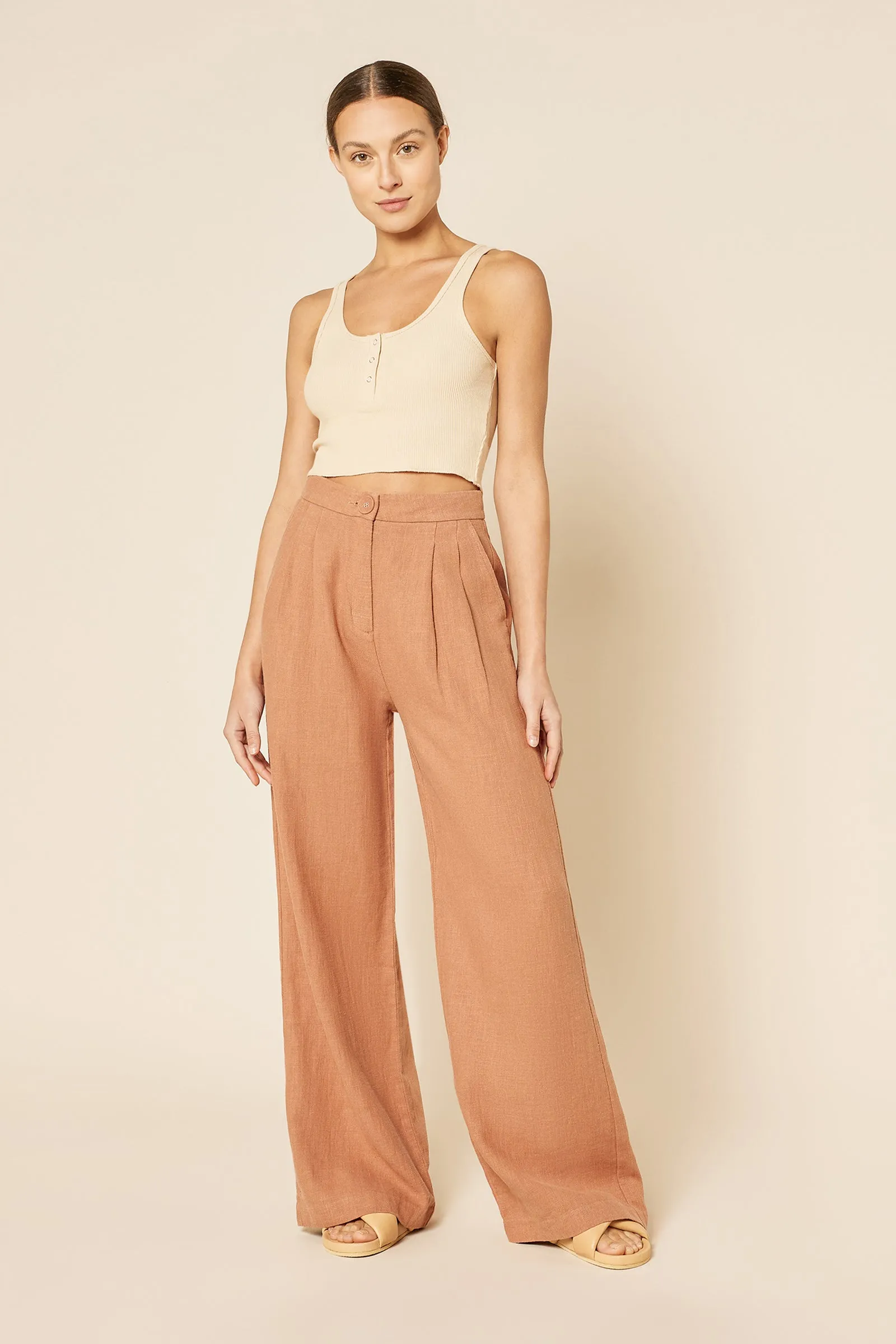 JADE BUTTON FRONT WAFFLE TANK sold by Nude Lucy