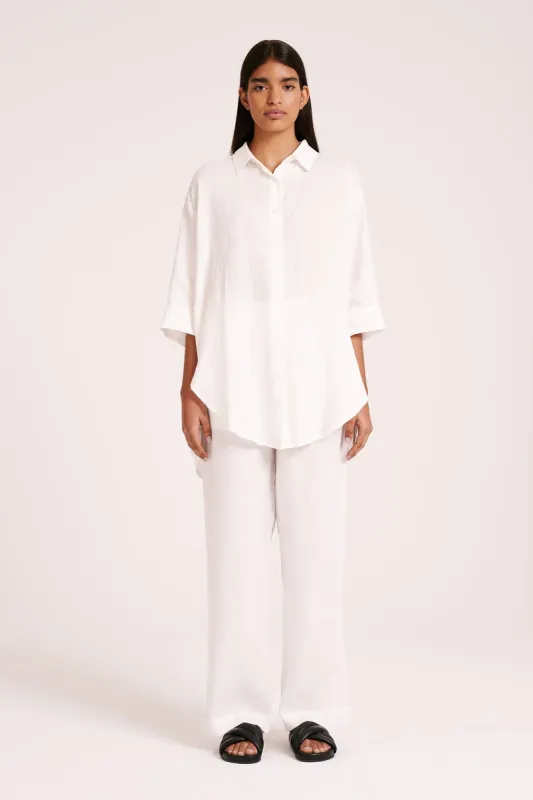 LOUNGE LINEN LONGLINE SHIRT sold by Nude Lucy