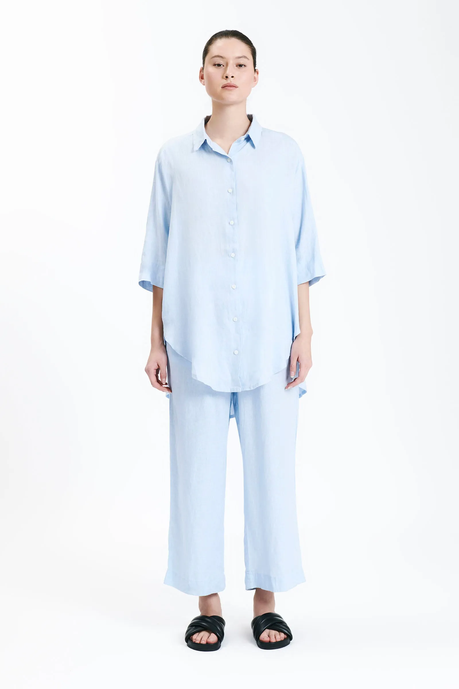 LOUNGE LINEN CROP PANT sold by Nude Lucy