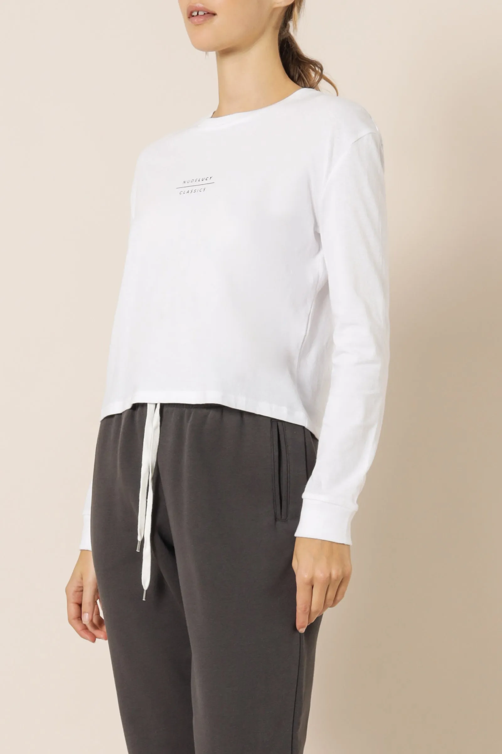 NUDE CLASSICS LS SLOGAN TEE sold by Nude Lucy product image thumbnail 3