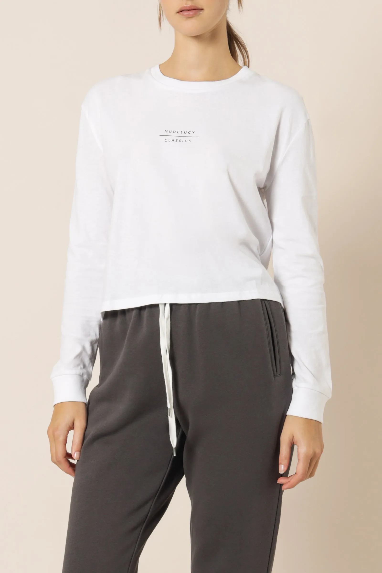 NUDE CLASSICS LS SLOGAN TEE sold by Nude Lucy product image thumbnail 2