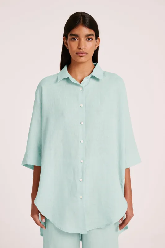 LOUNGE LINEN LONGLINE SHIRT sold by Nude Lucy