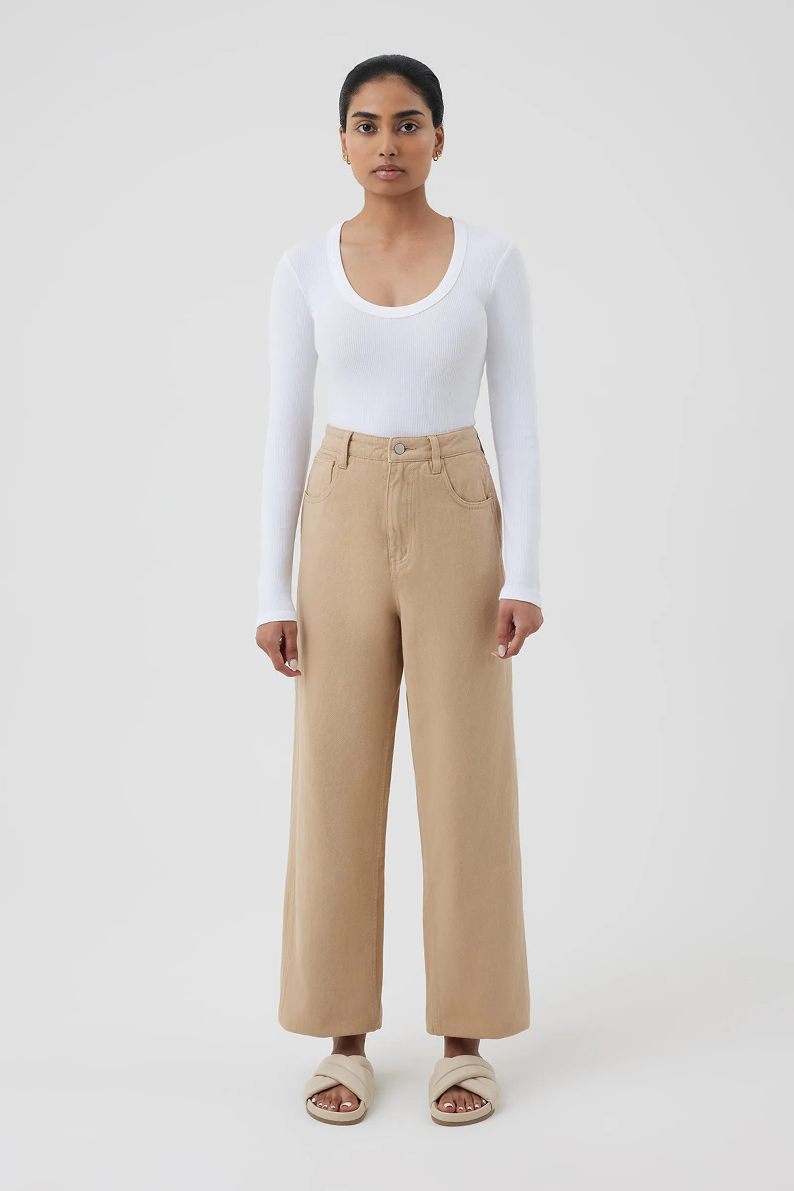 MONROE ORGANIC LS SCOOP TEE sold by Nude Lucy