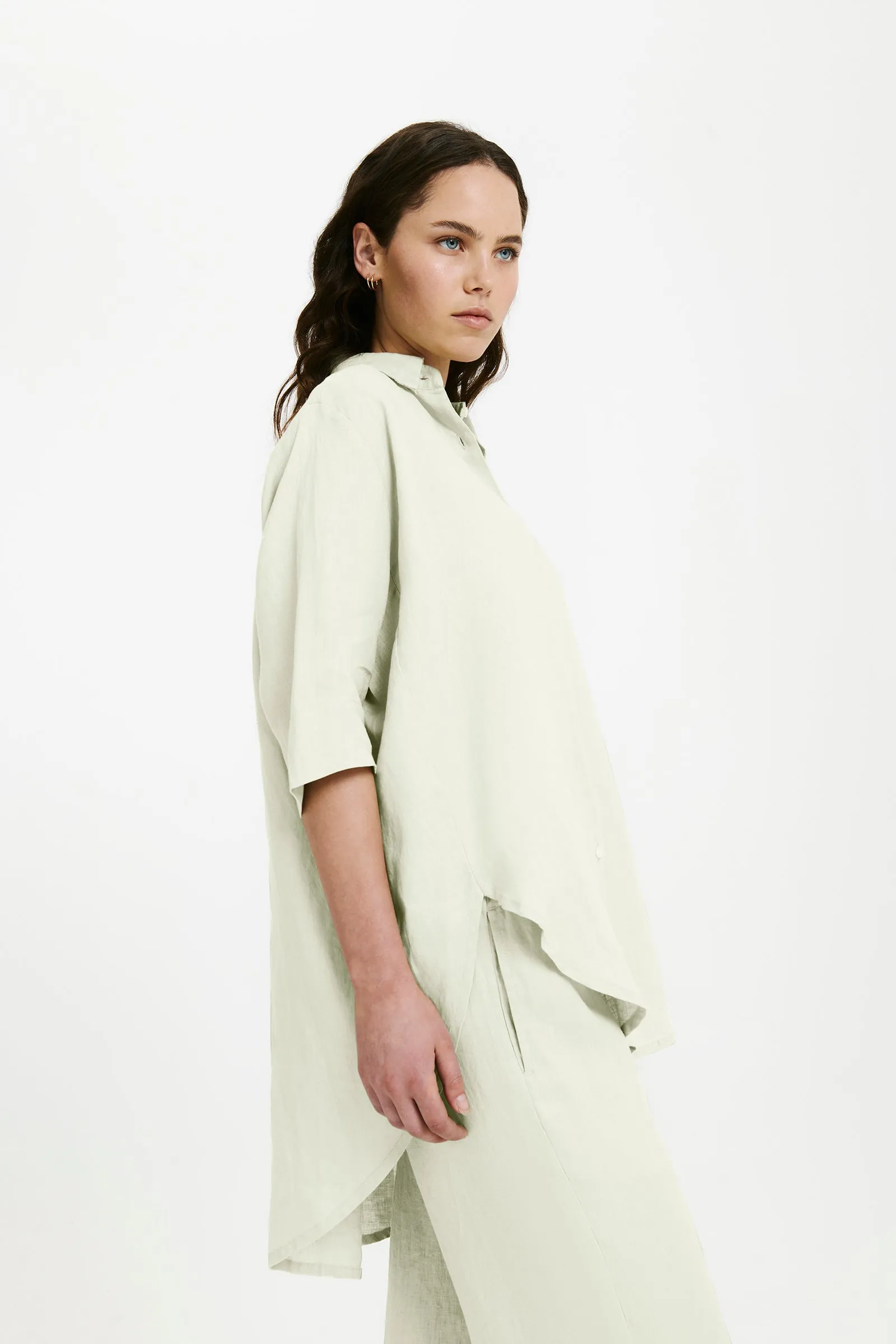 LOUNGE LINEN LONGLINE SHIRT sold by Nude Lucy product image thumbnail 4