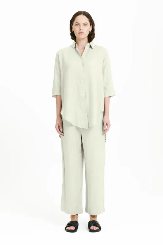 LOUNGE LINEN LONGLINE SHIRT sold by Nude Lucy