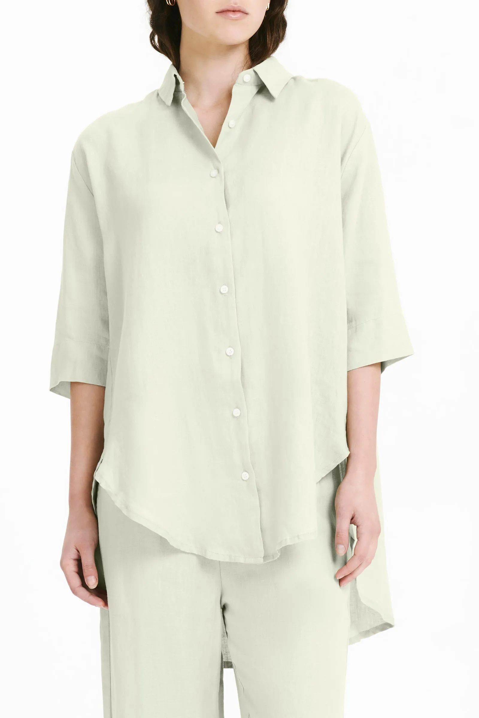 LOUNGE LINEN LONGLINE SHIRT sold by Nude Lucy product image thumbnail 2
