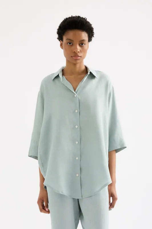 LOUNGE LINEN LONGLINE SHIRT sold by Nude Lucy