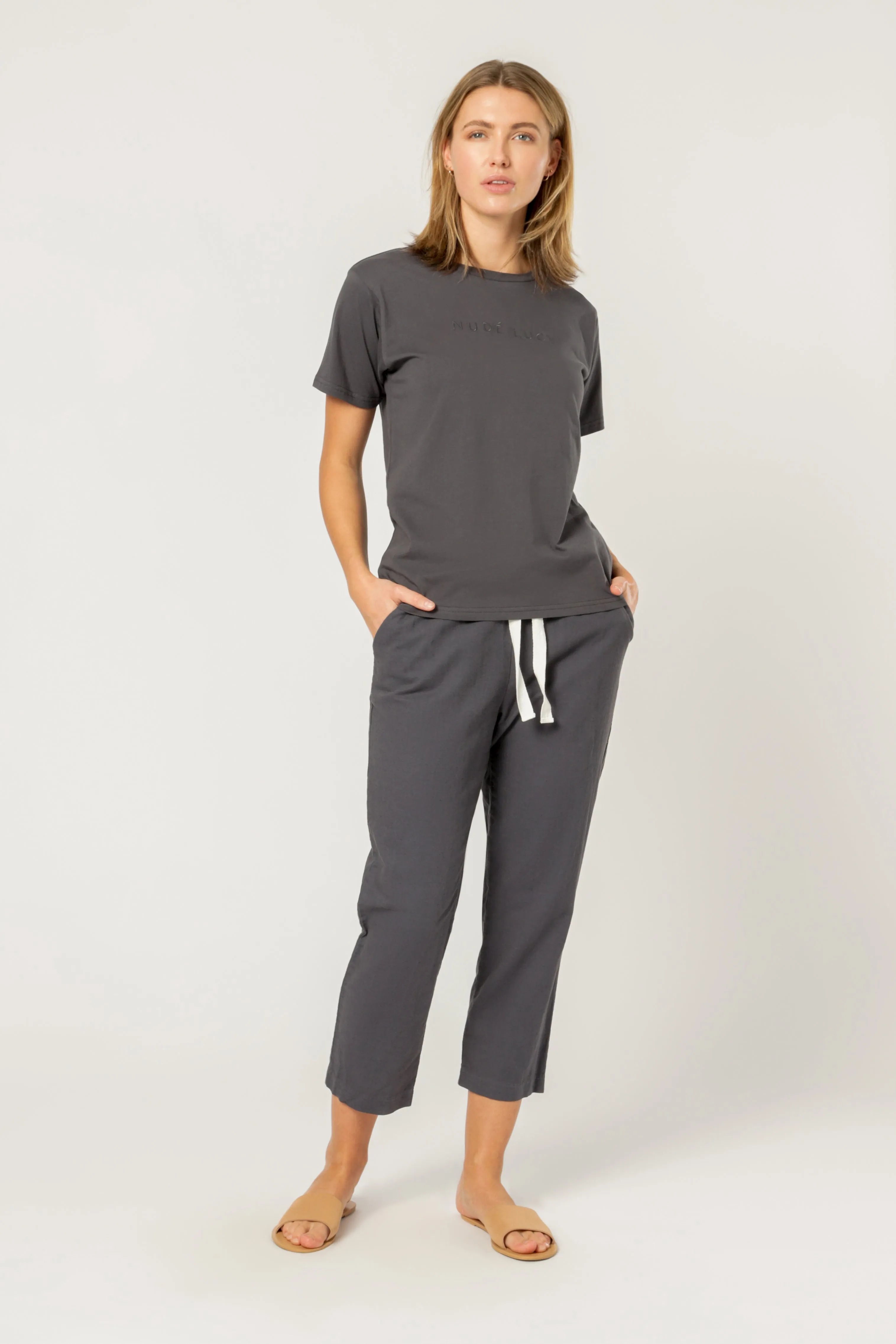 NUDE LUCY EMBR SLOGAN TEE sold by Nude Lucy