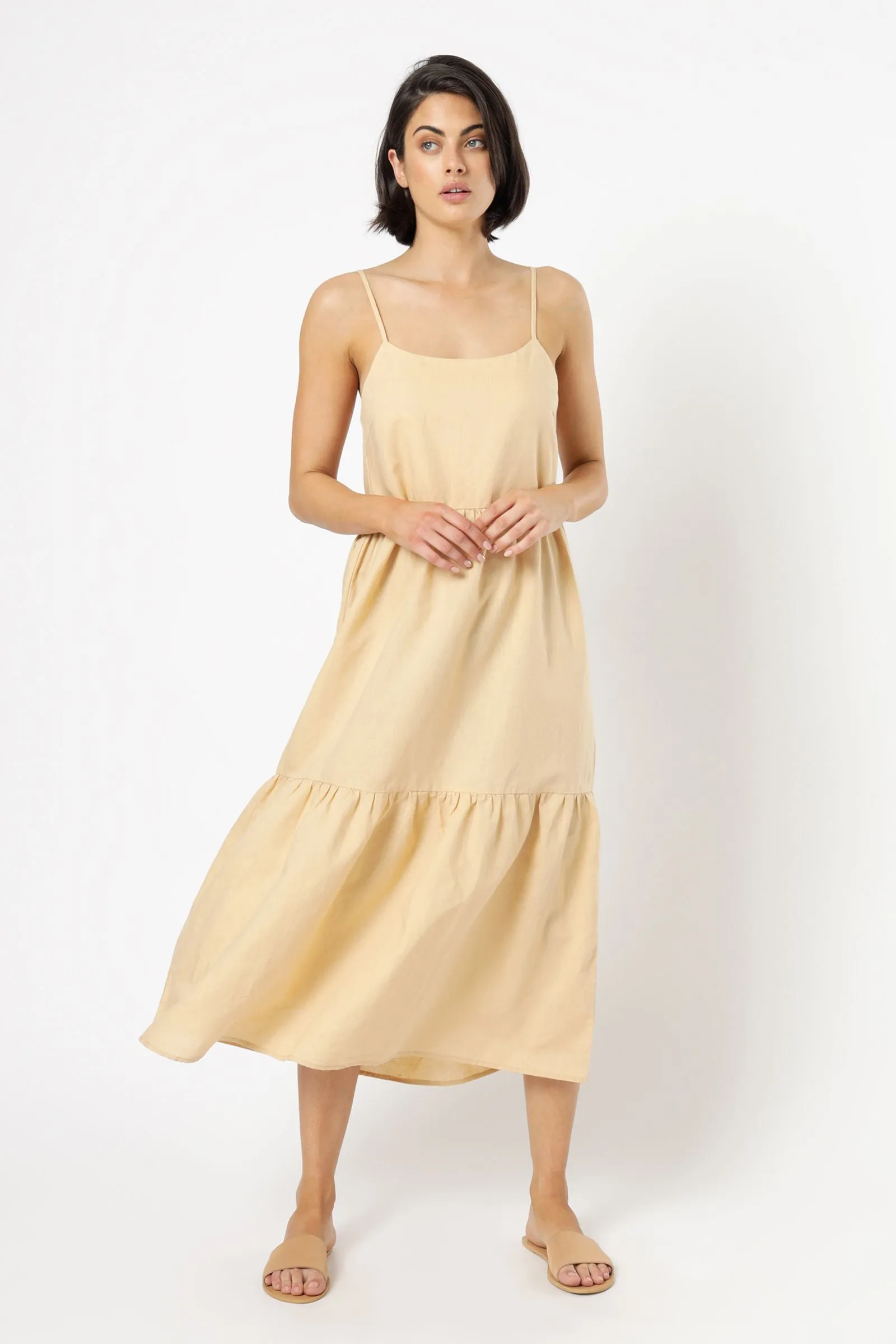 MILES LINEN MIDI DRESS sold by Nude Lucy