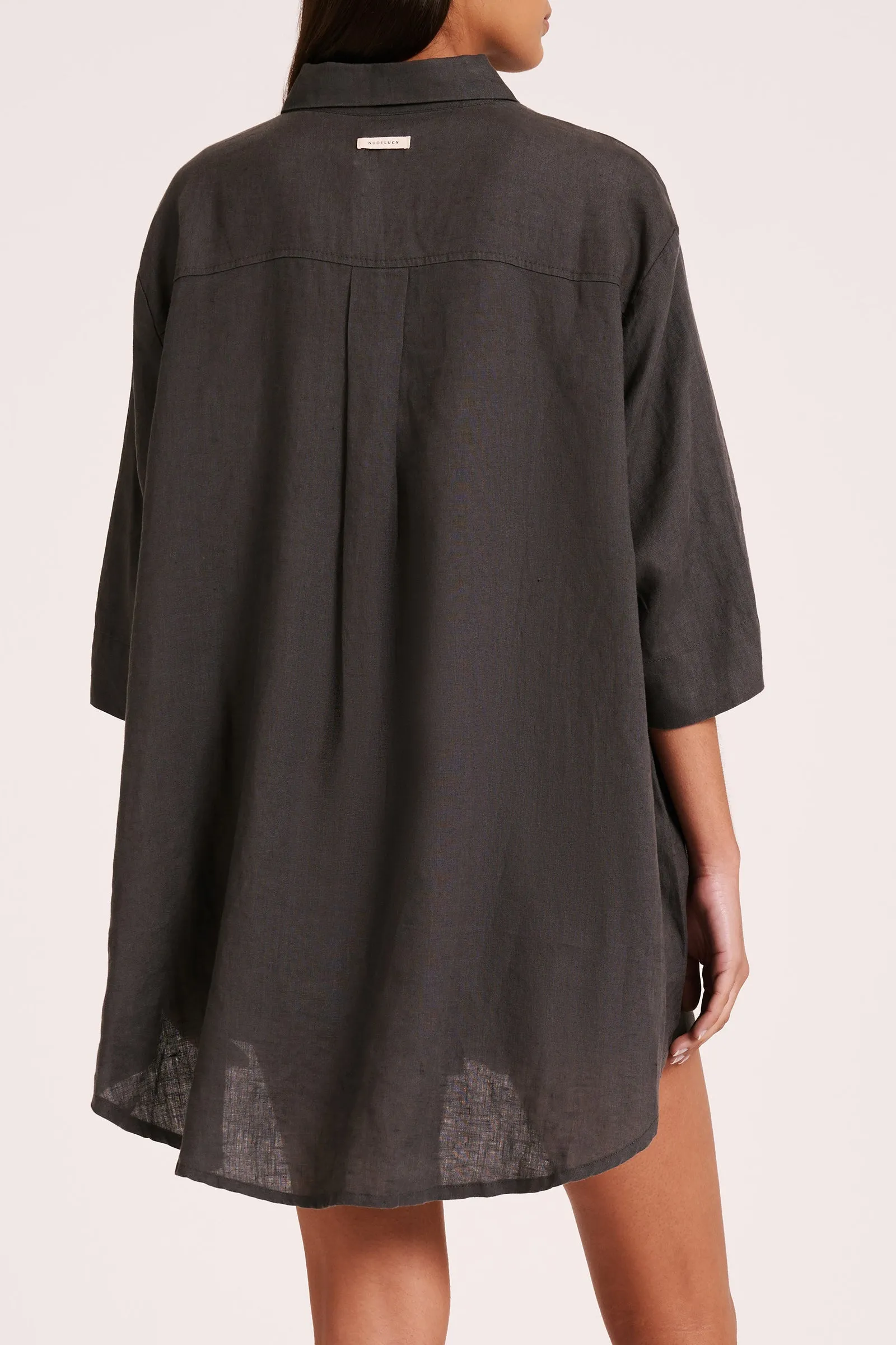 LOUNGE LINEN LONGLINE SHIRT sold by Nude Lucy product image thumbnail 4