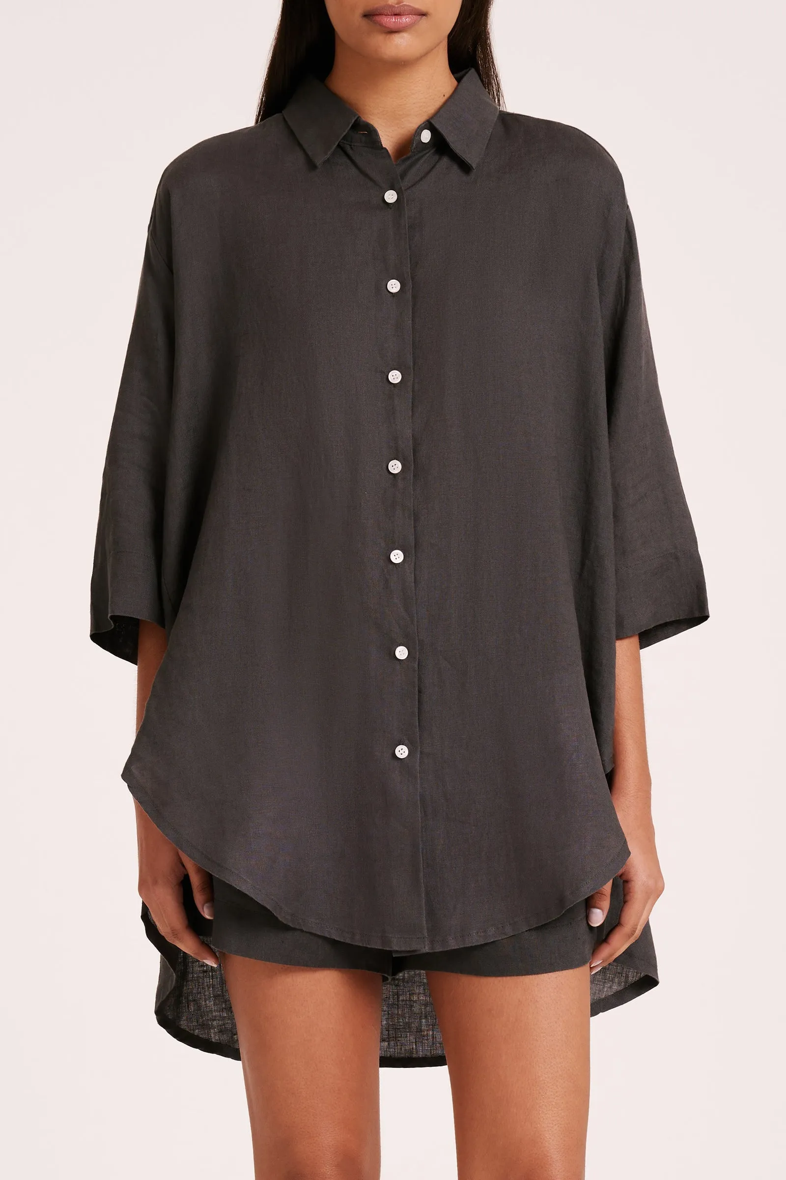LOUNGE LINEN LONGLINE SHIRT sold by Nude Lucy product image thumbnail 2