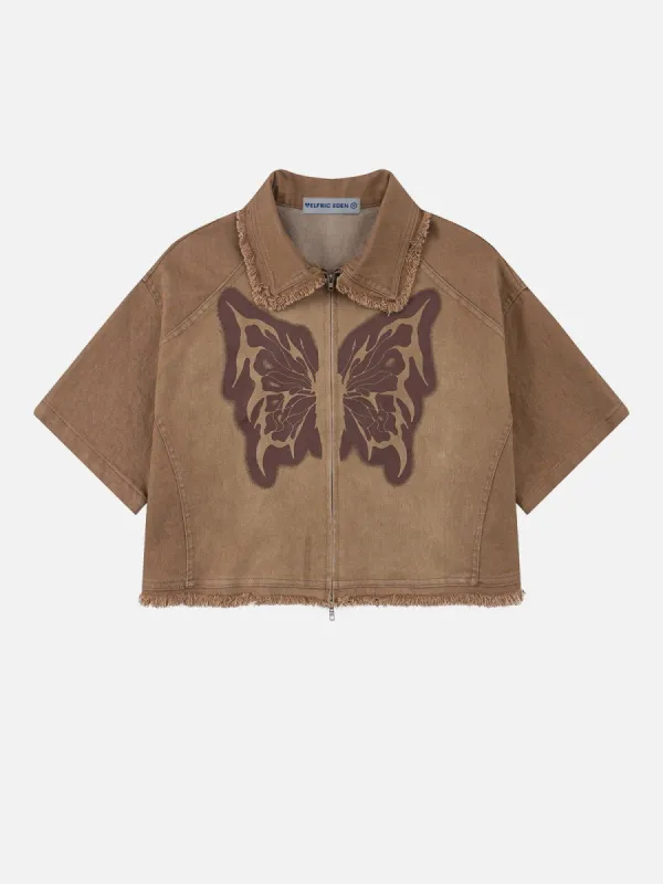 Aelfric Eden Butterfly Washed Denim Shirt sold by Aelfric Eden