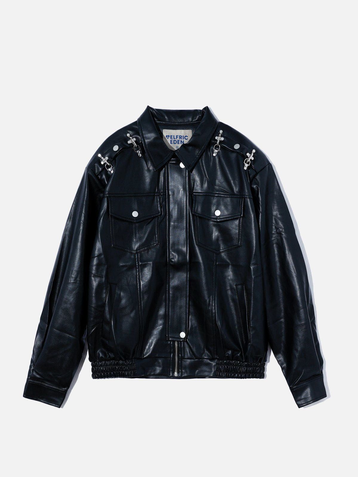 Aelfric Eden Metal Lobster Buckle Patchwork Faux Leather Jacket sold by Aelfric Eden product image thumbnail 3