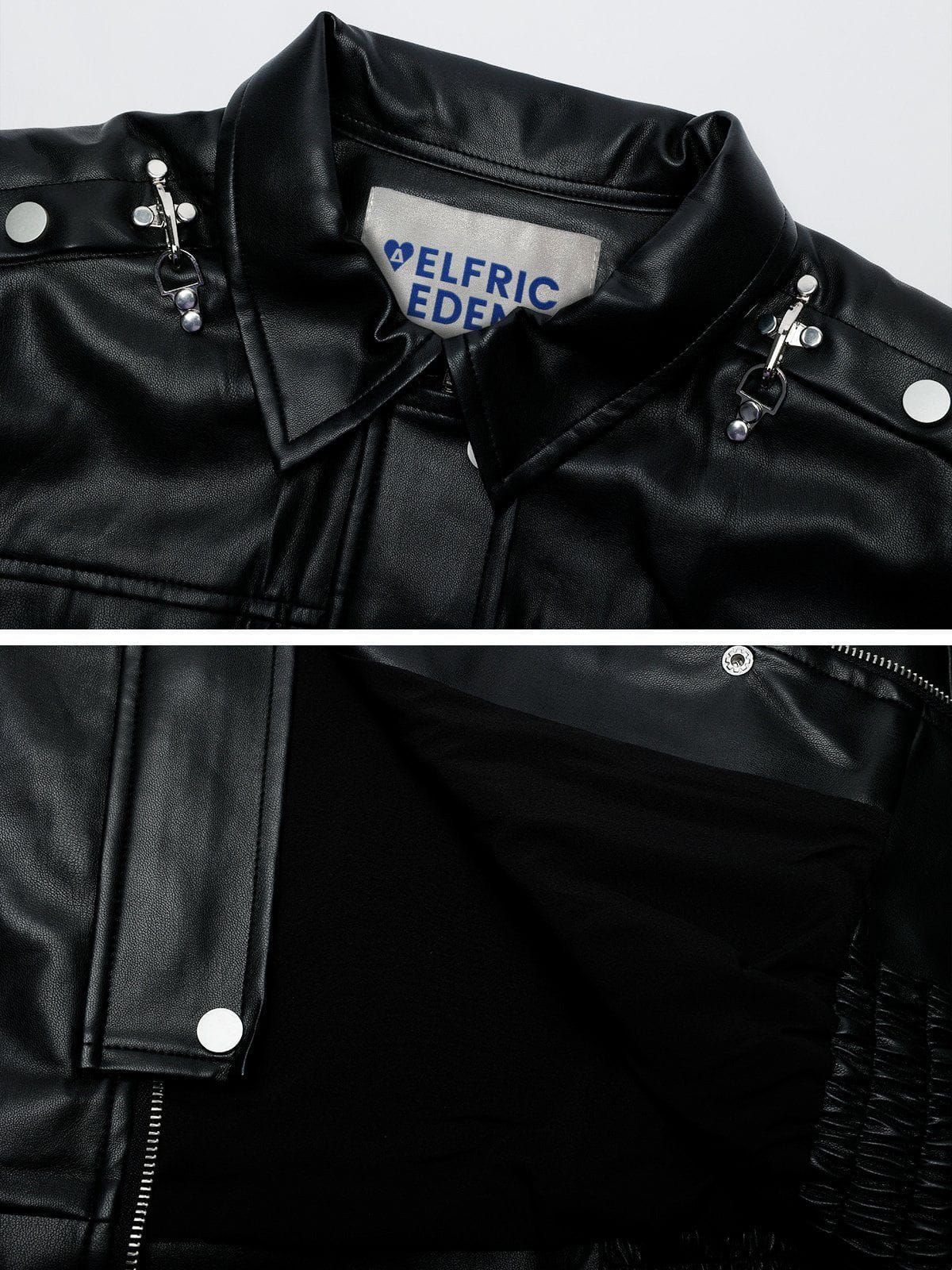 Aelfric Eden Metal Lobster Buckle Patchwork Faux Leather Jacket sold by Aelfric Eden product image thumbnail 5