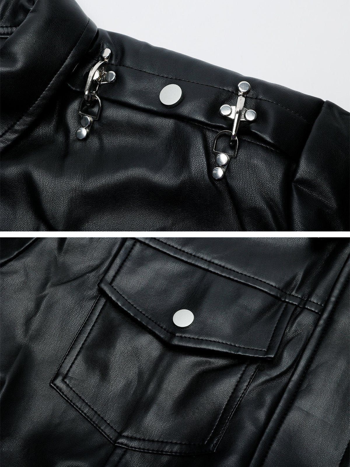 Aelfric Eden Metal Lobster Buckle Patchwork Faux Leather Jacket sold by Aelfric Eden product image thumbnail 7