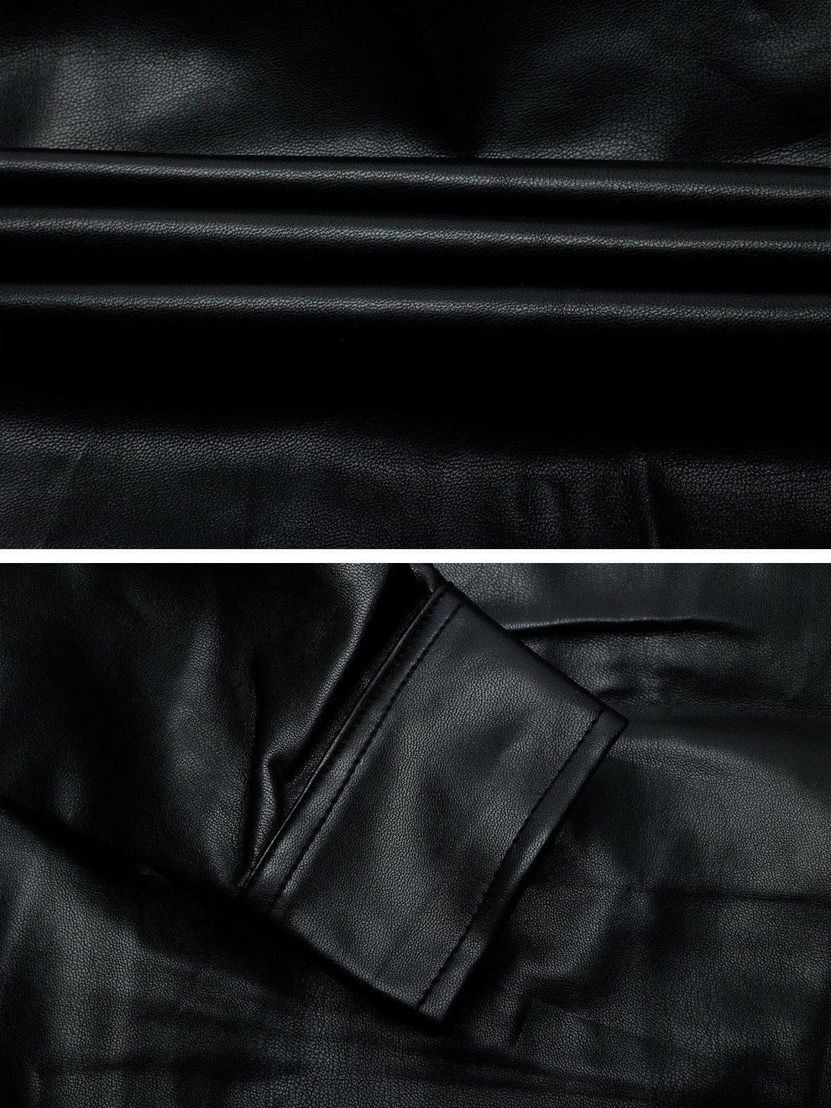 Aelfric Eden Metal Lobster Buckle Patchwork Faux Leather Jacket sold by Aelfric Eden product image thumbnail 6