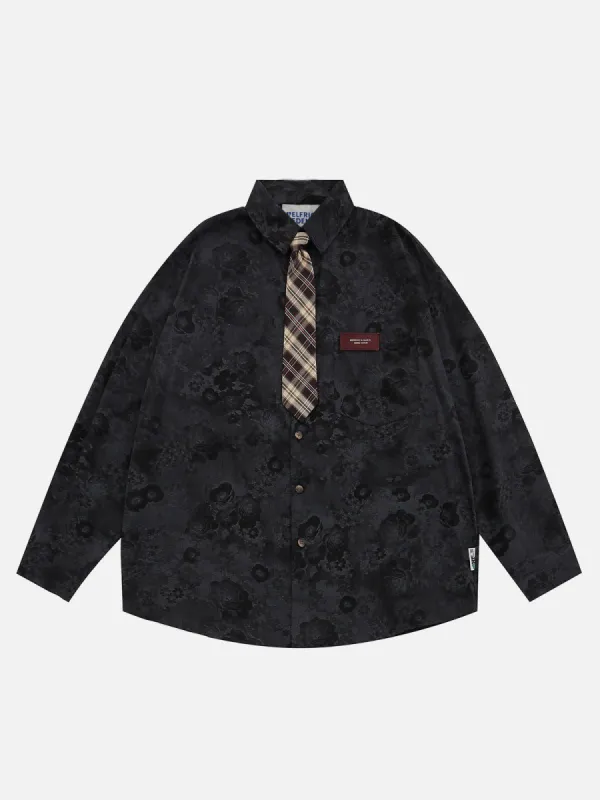 Aelfric Eden Vintage Flower Pattern Long Sleeve Shirt sold by Aelfric Eden